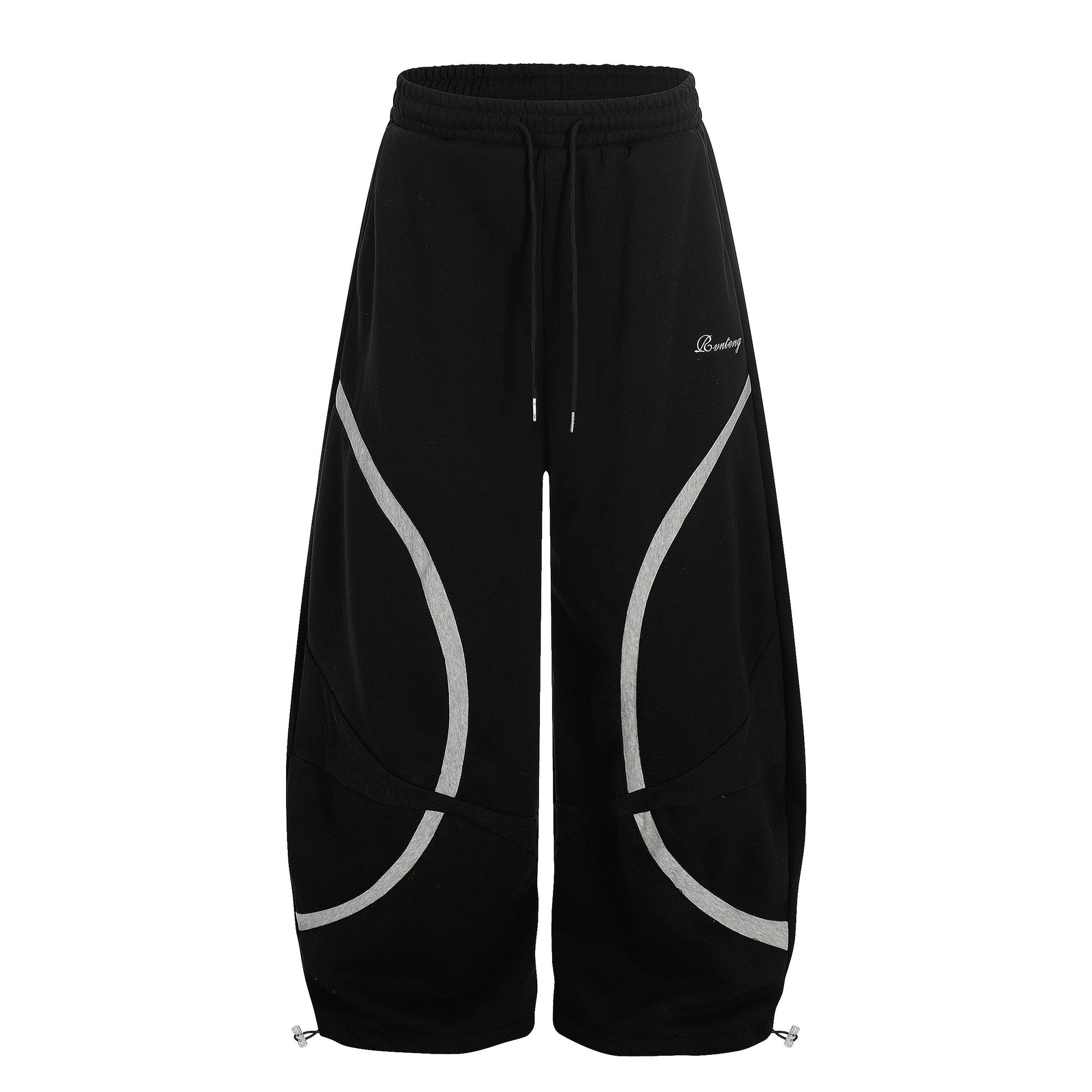 Contrast Geometry Stitching Design Curve Sweat Pants BK7059