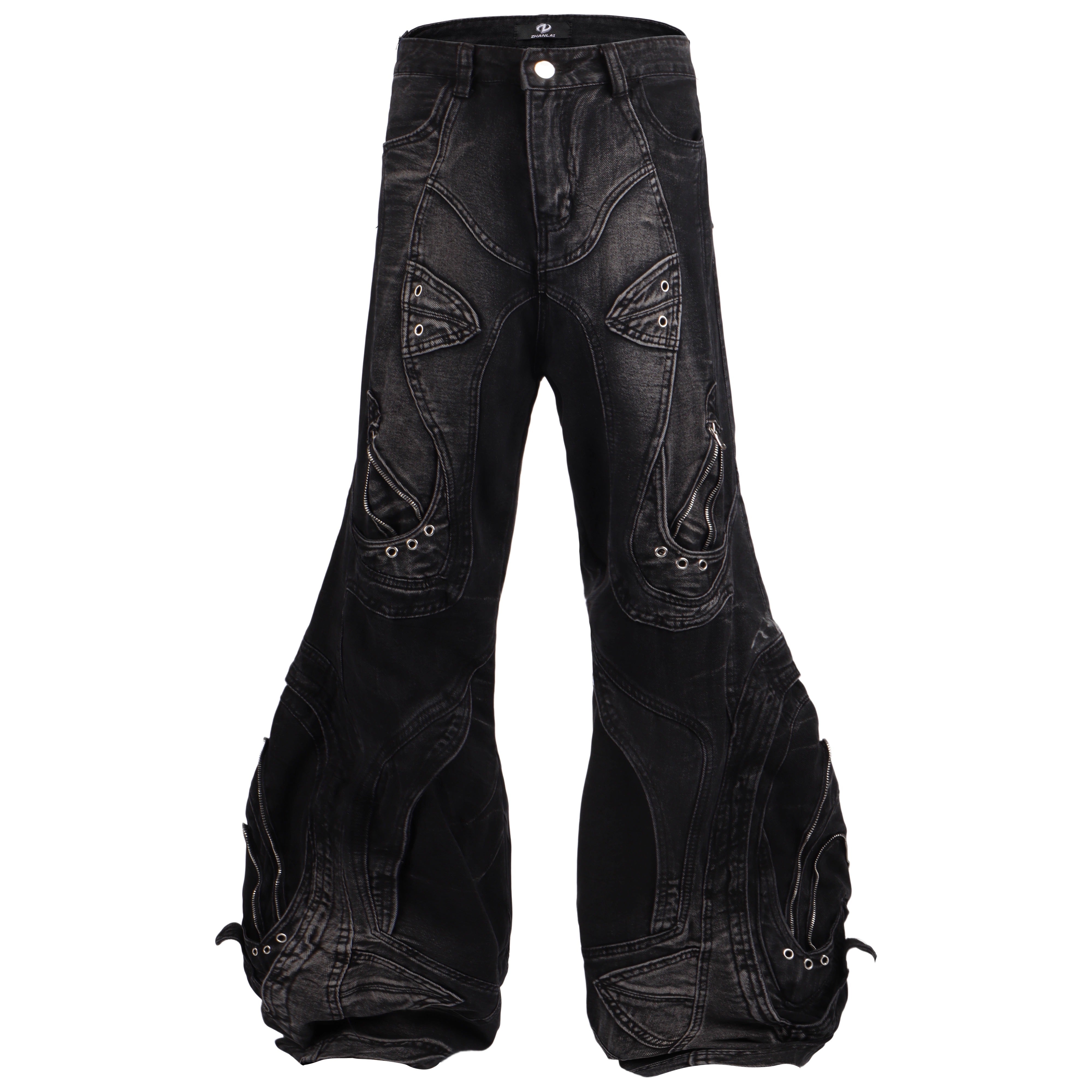 Distressed Deconstruction Wide Flared Jeans BK7021