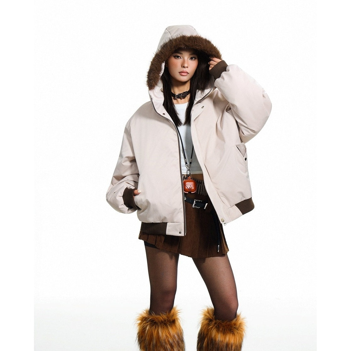 Fur Collar Hooded Padded Jacket MY33