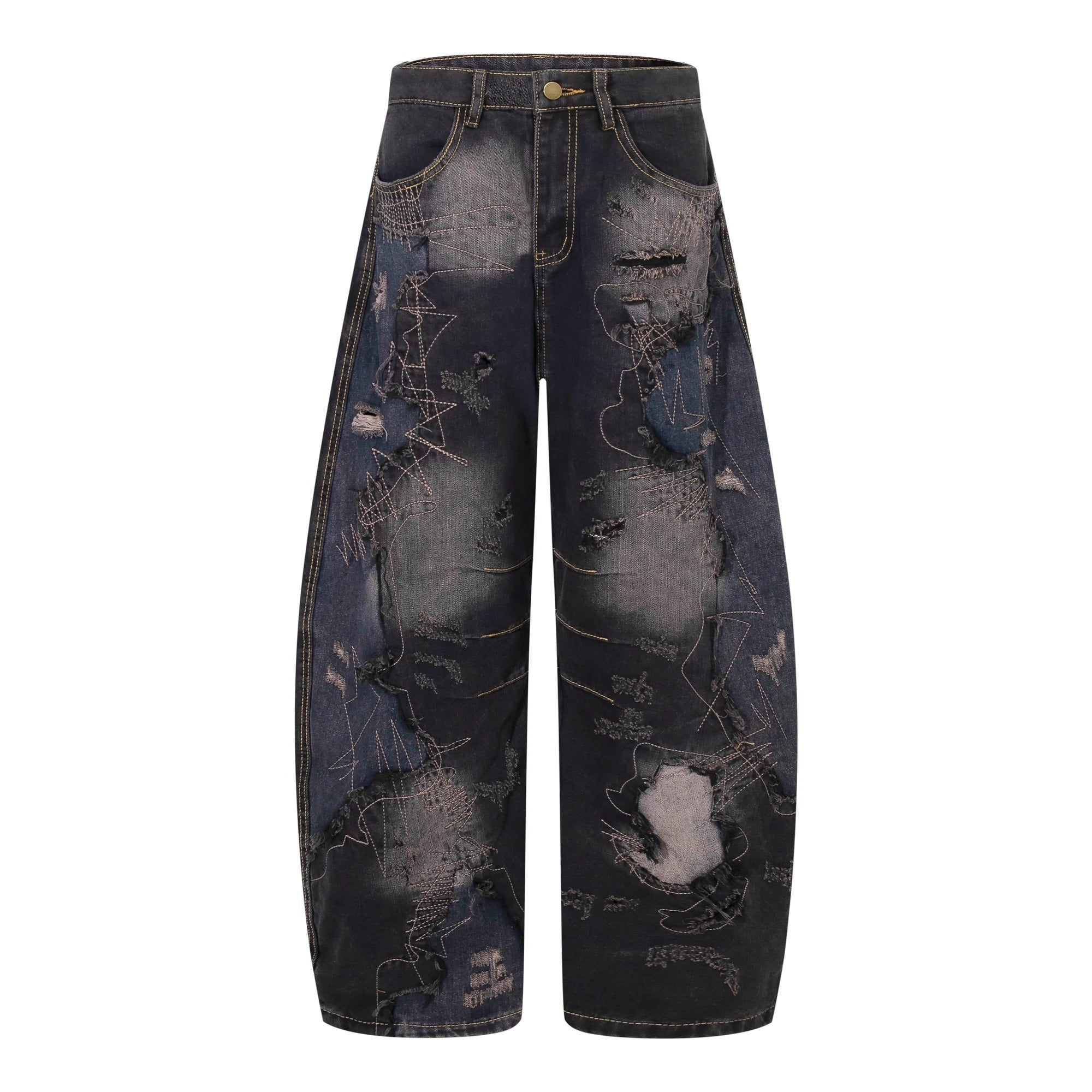 Heavy Embroidery Stitching Curve Jeans MW10196