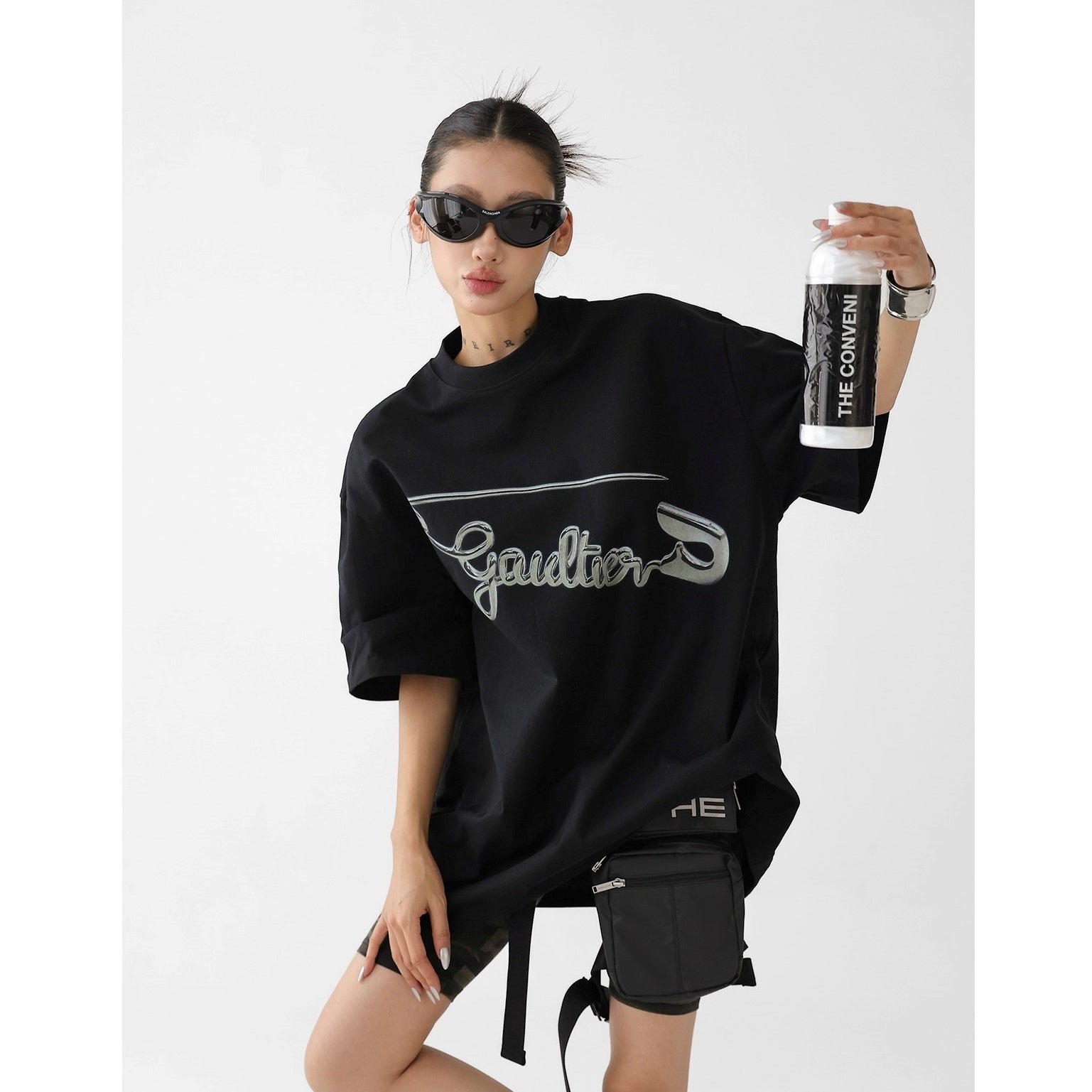 Metal Pin Print Loose T-Shirt AC7115