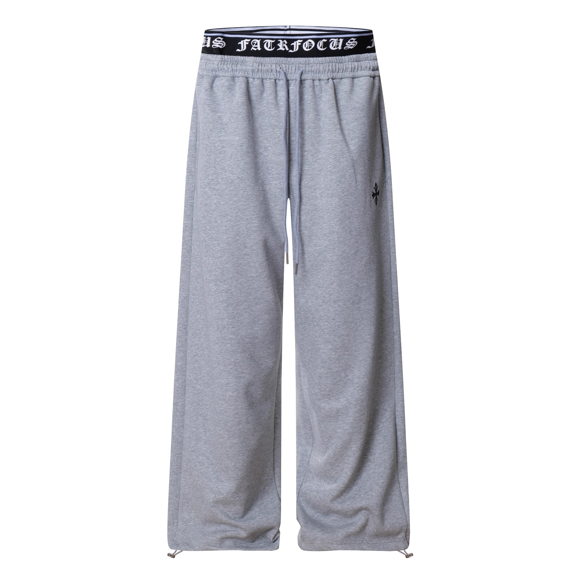 Gothic Letter Print Double Waist Sweat Pants BK7007