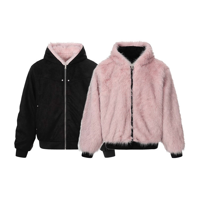 Fur Collar Reversible Hooded Jacket MR8030