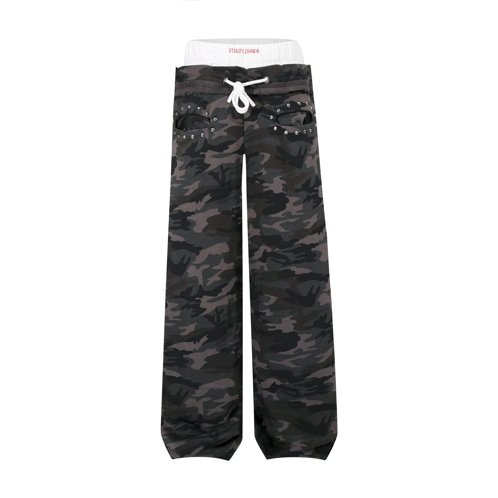 Lace Stitching Double Waist Camouflage Pants MW10203