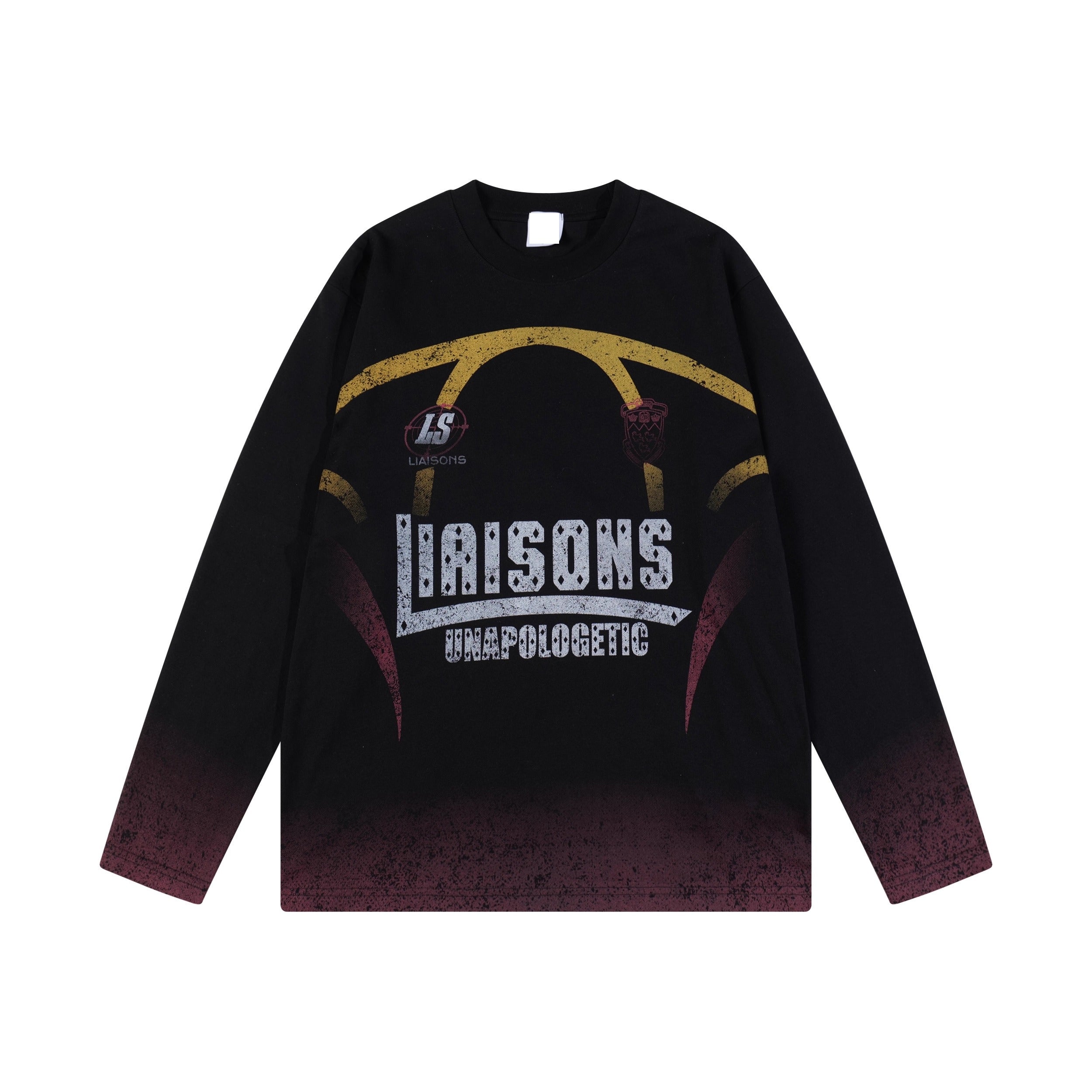 Gradient Washed Letter Print Long T-shirt MN9048