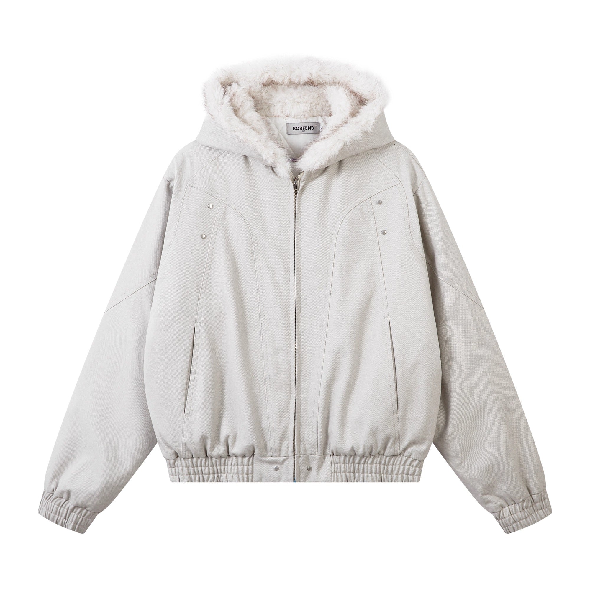 Carving Fur Collar Hooded Jacket BK7051