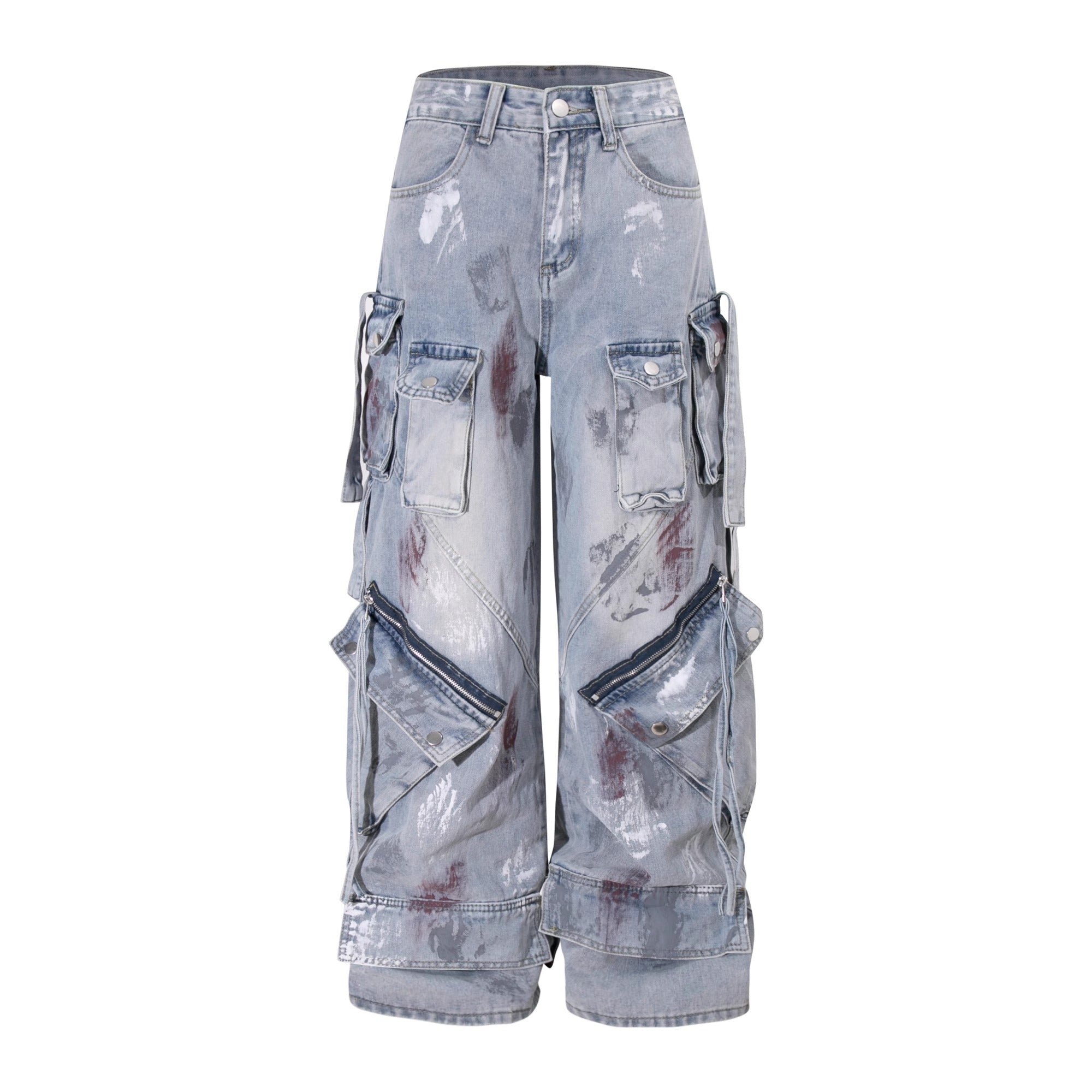Paint Loose Multi Pocket Cargo Jeans MW10188