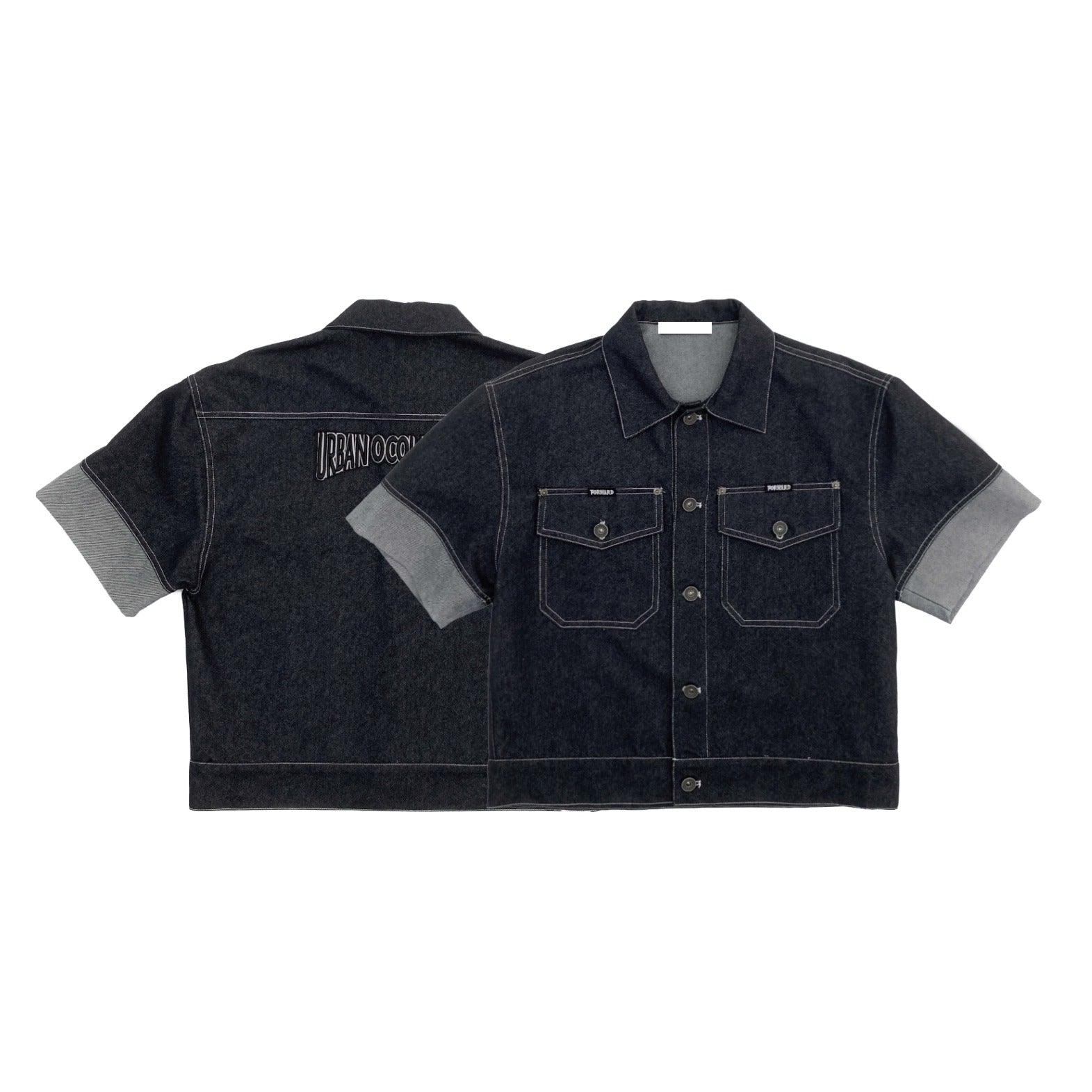 【上下別売り】Monogram Print Short-sleeved Denim Jacket & Jeans Set-up MN9021