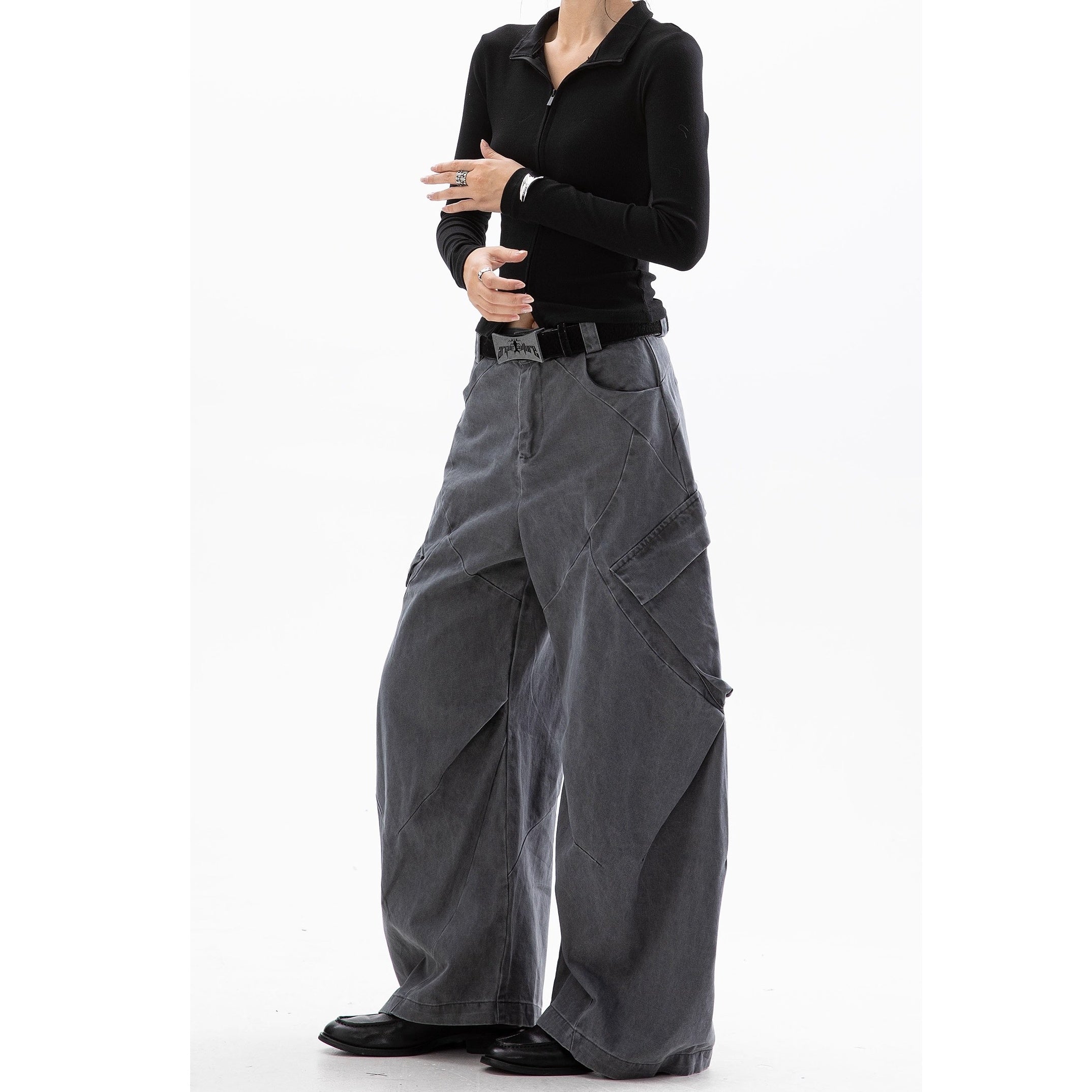 Switching Design Loose Cargo Pants IC9111