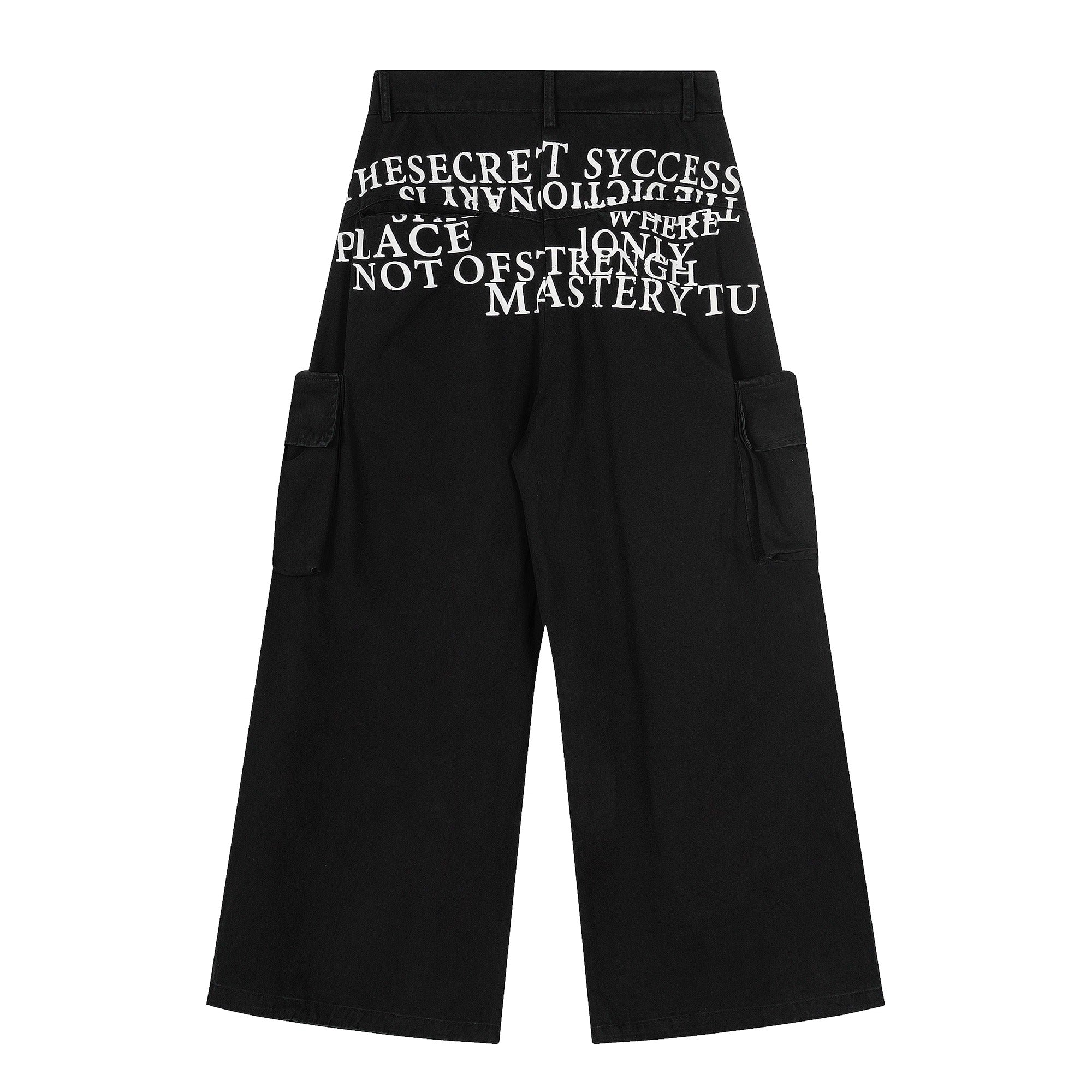 Back Letter Print Wide Cargo Pants MW10270