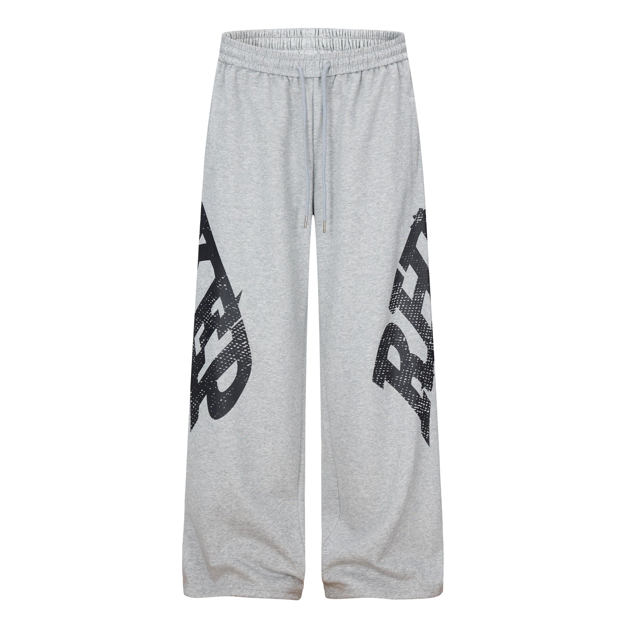 Letter Print Drawstring Scimitar Sweat Pants BK7042
