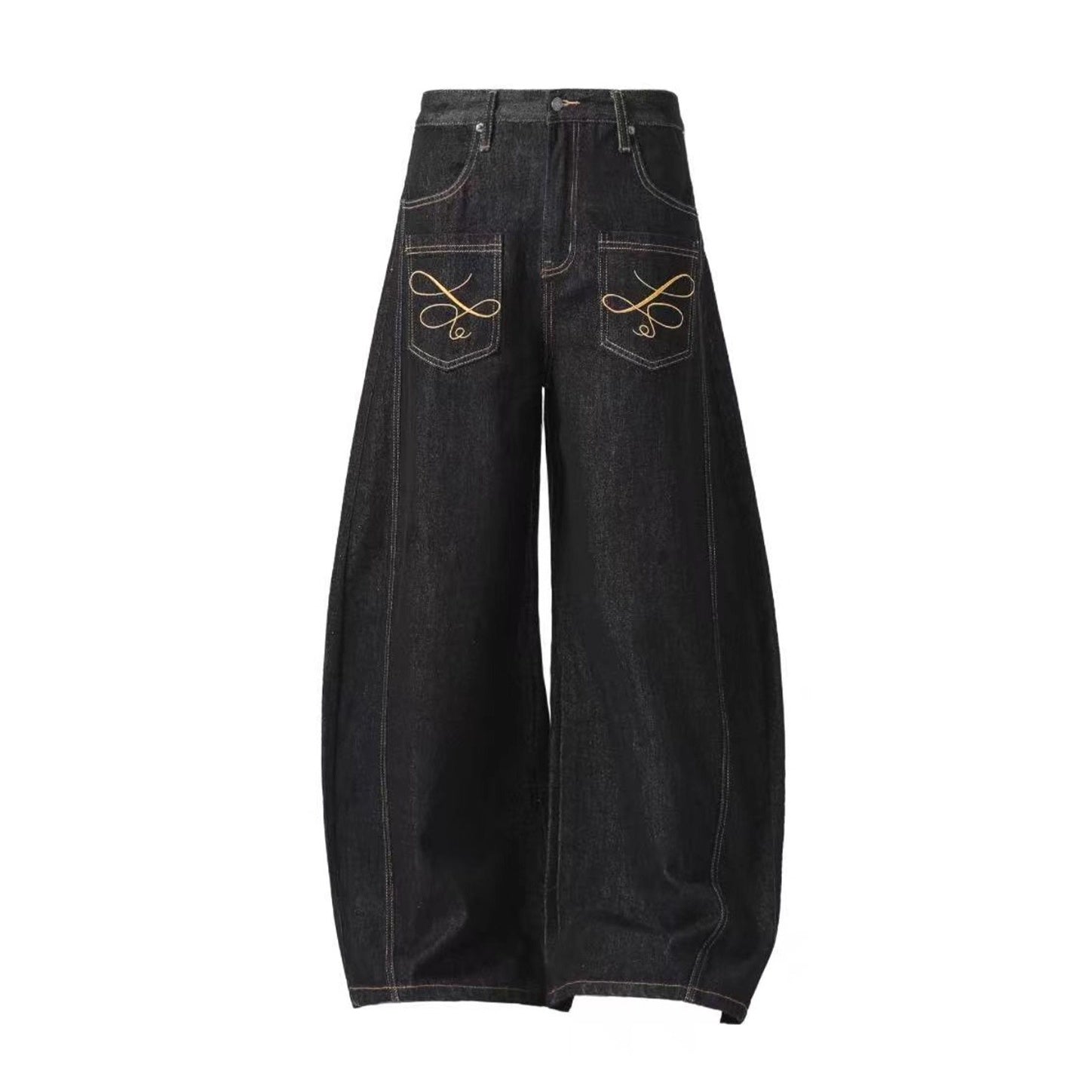 Reverse Embroidered Pockets Wide-Leg Jeans AC7156