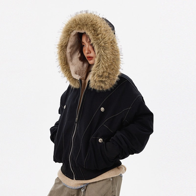 ボリュームファーフード付きショートブルゾン MW10285