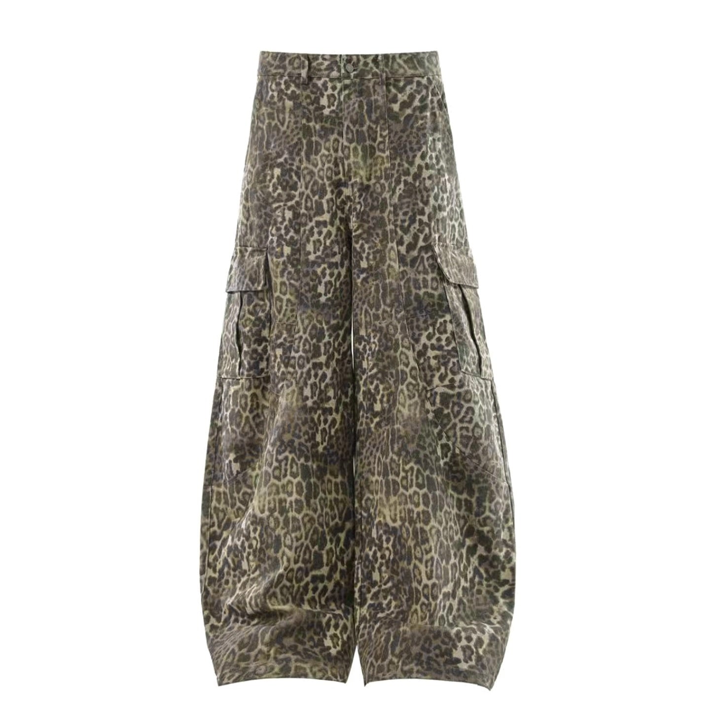 Distressed Leopard Curve Cargo Pants AC7157