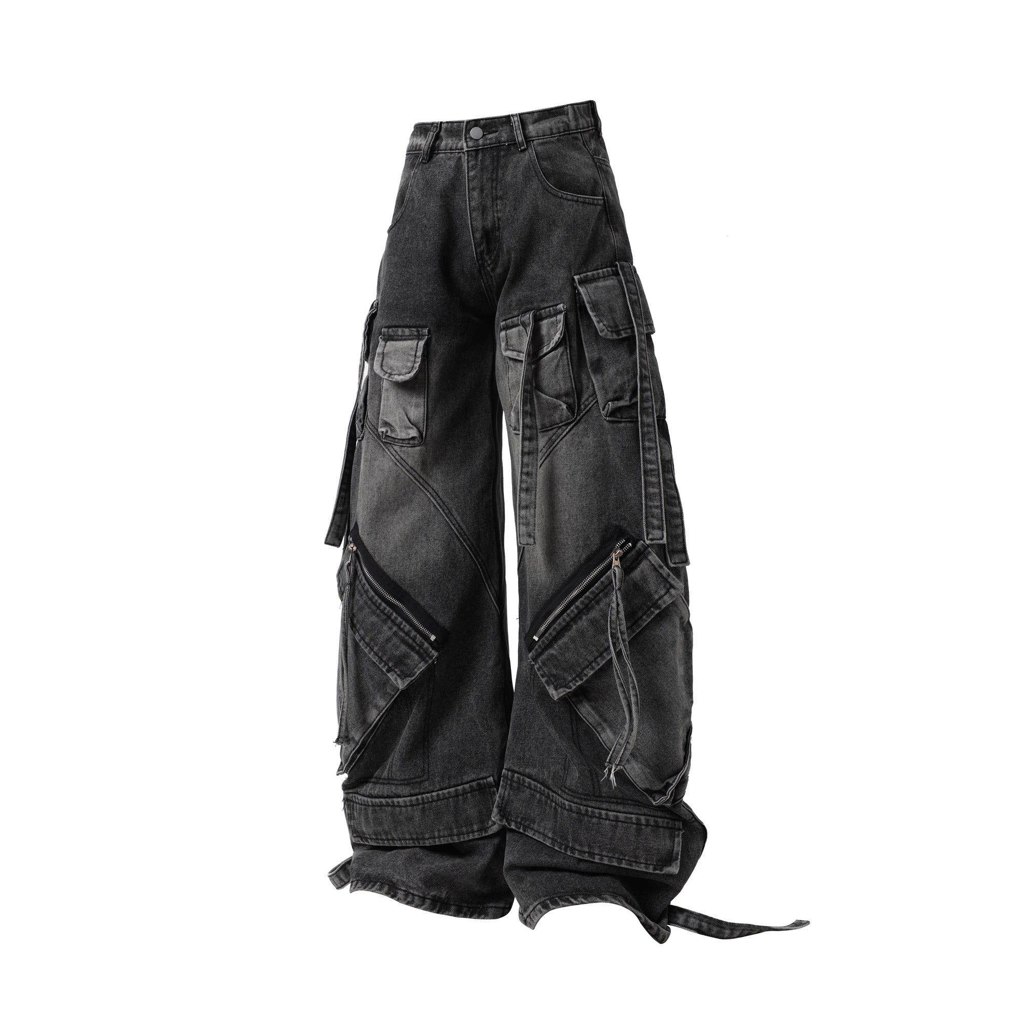 Wash Curve Design Cargo Jeans MW10189
