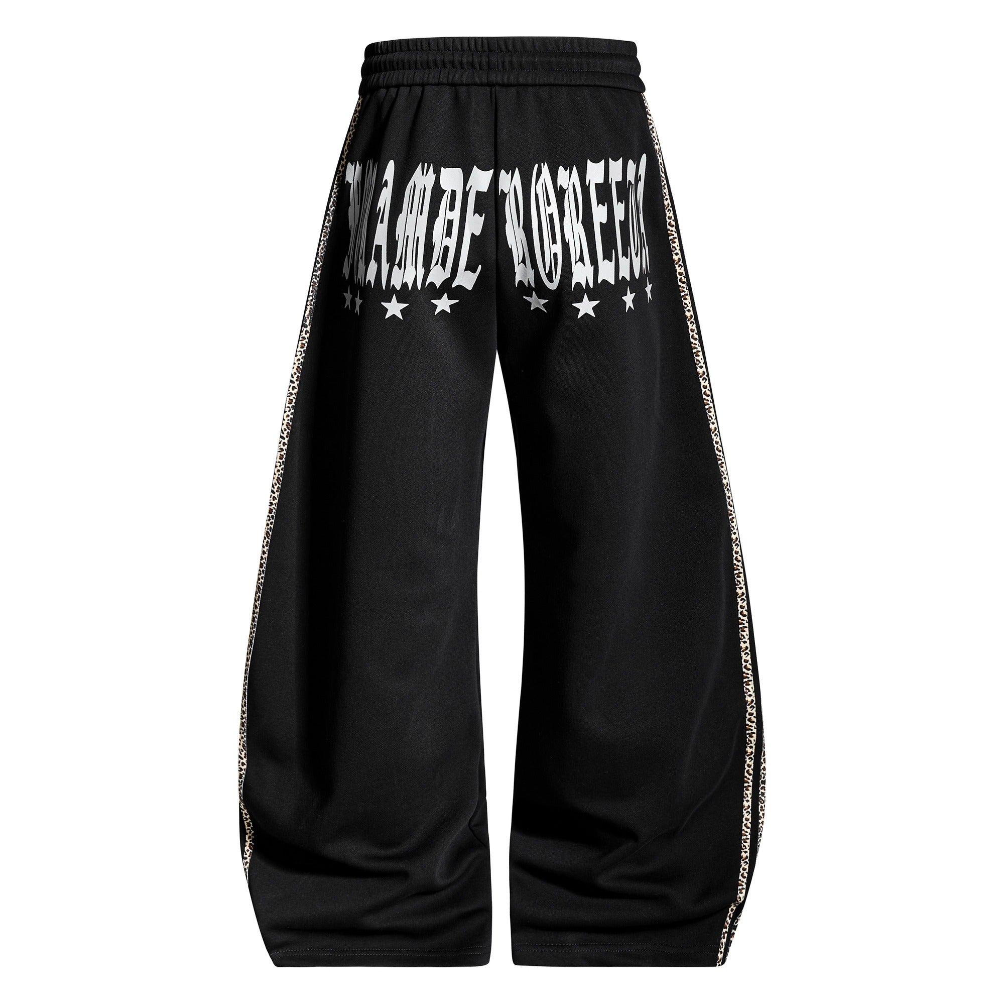 Leopard Print Spliced Rivet Curve Sweat Pants BK7058