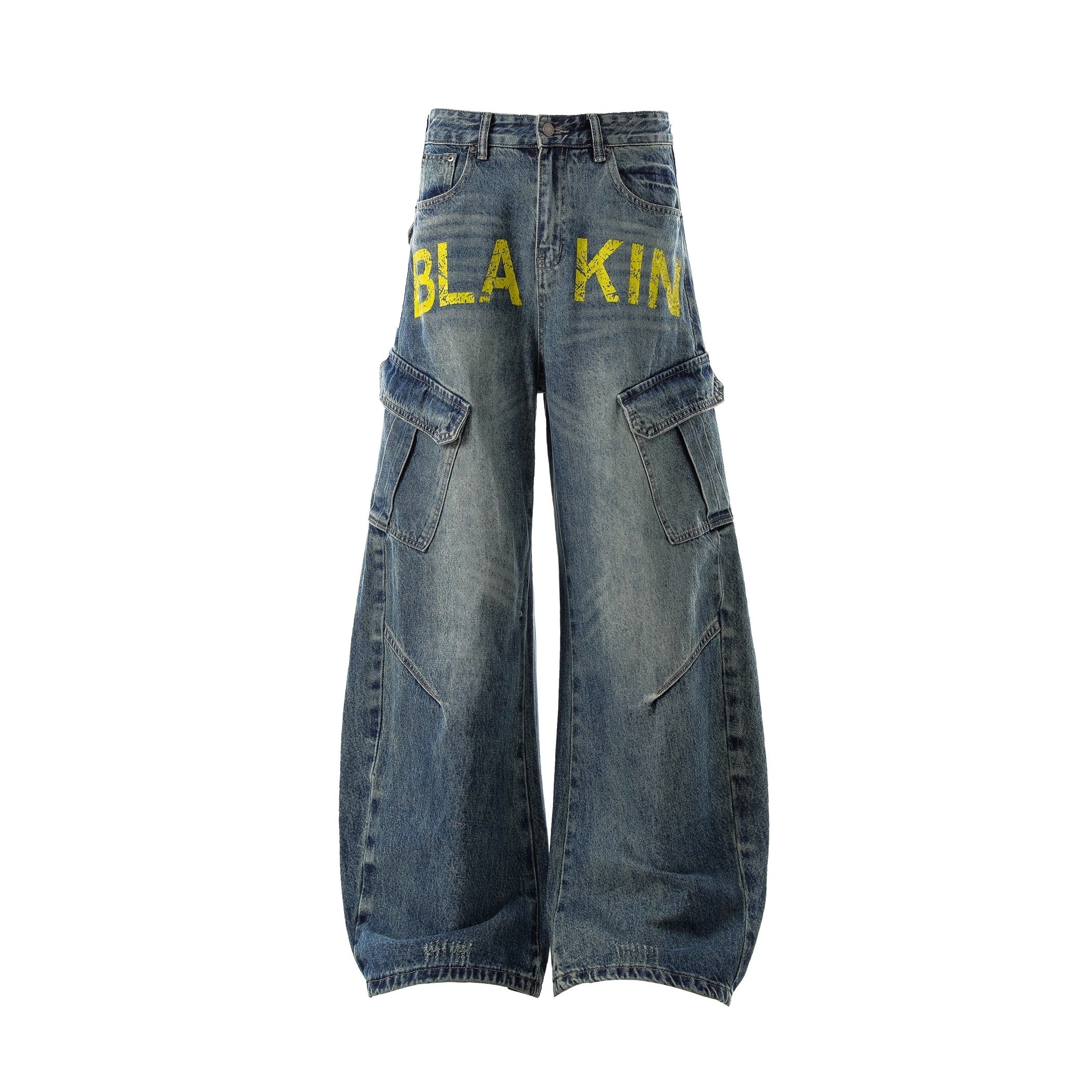 Monogram Print Vintage Scimitar Cargo Jeans BK7034