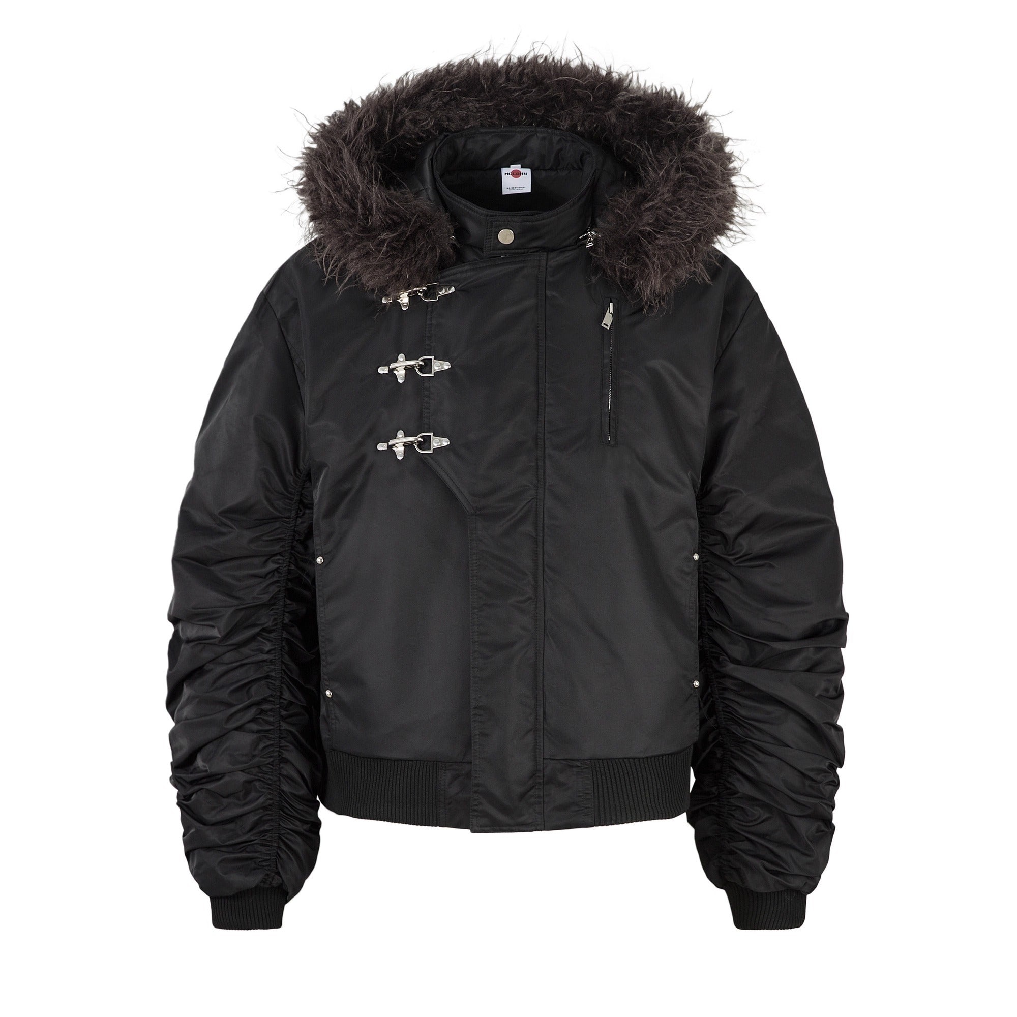 Fur Collar Airplane Buckle Hooded Jacket MW10305