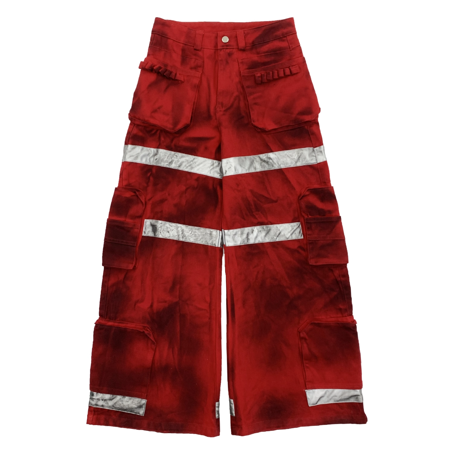 Dark Stained Dyeing Color-blocked Wide Fire Pants MN9029