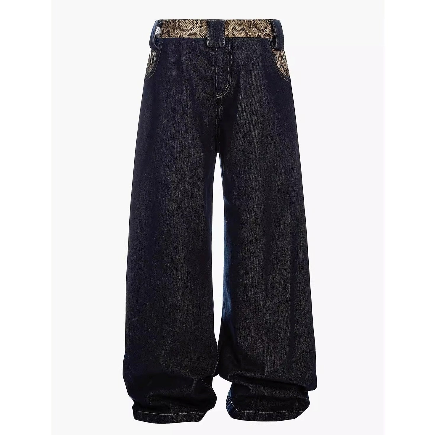 Snakeskin Waist Stitching Buggy Jeans MN9014