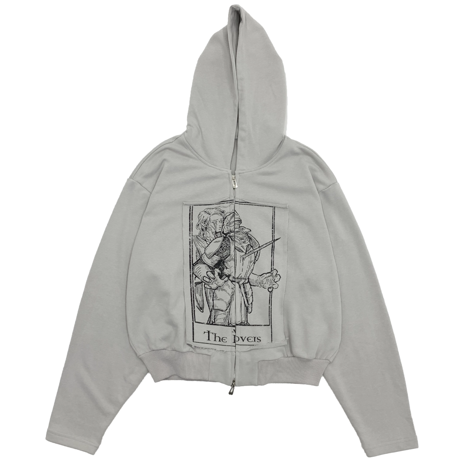 Monotone Print Double Zip Shorts Hooded Sweat MN9027