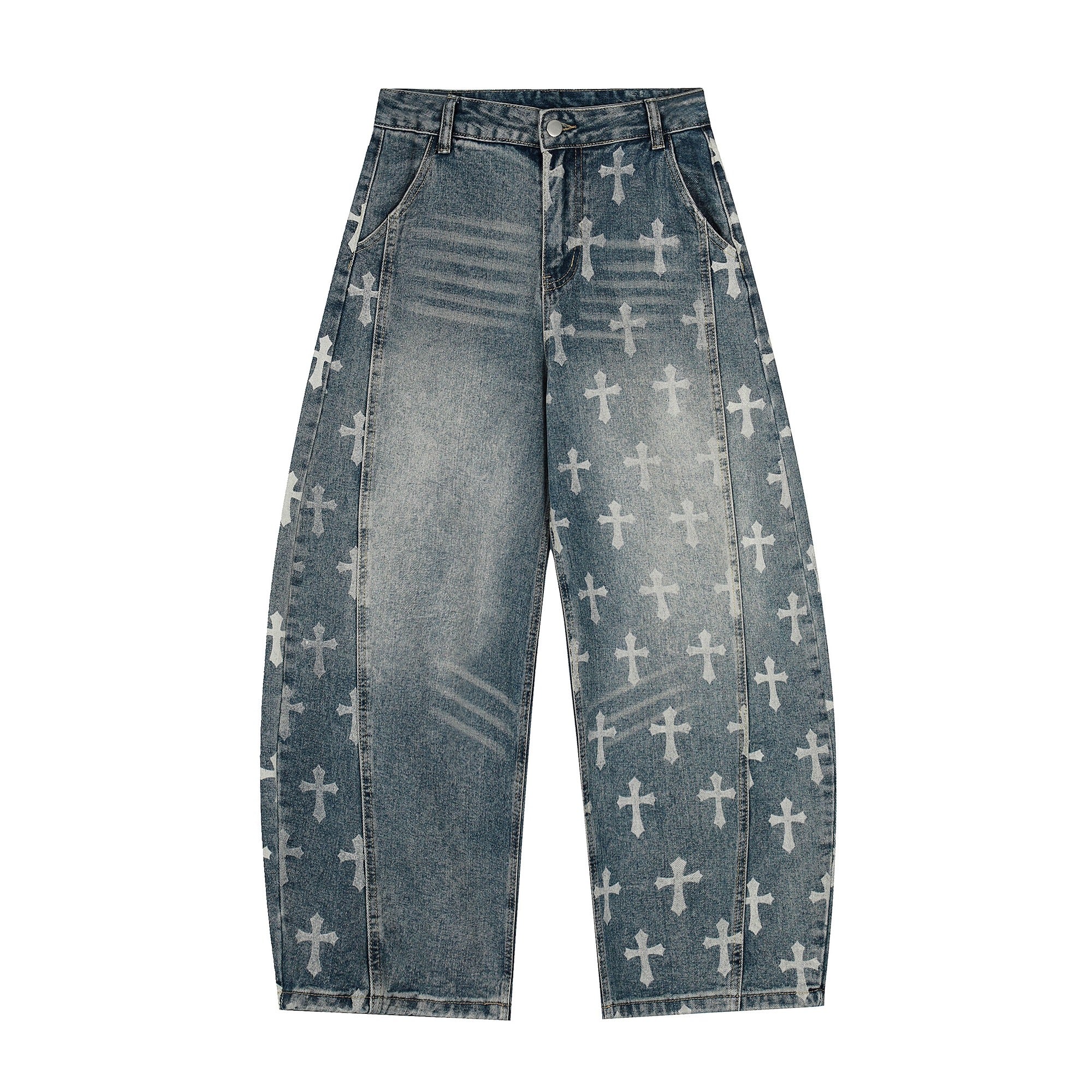 Vintage Cross Print Scimitar Jeans BK7032