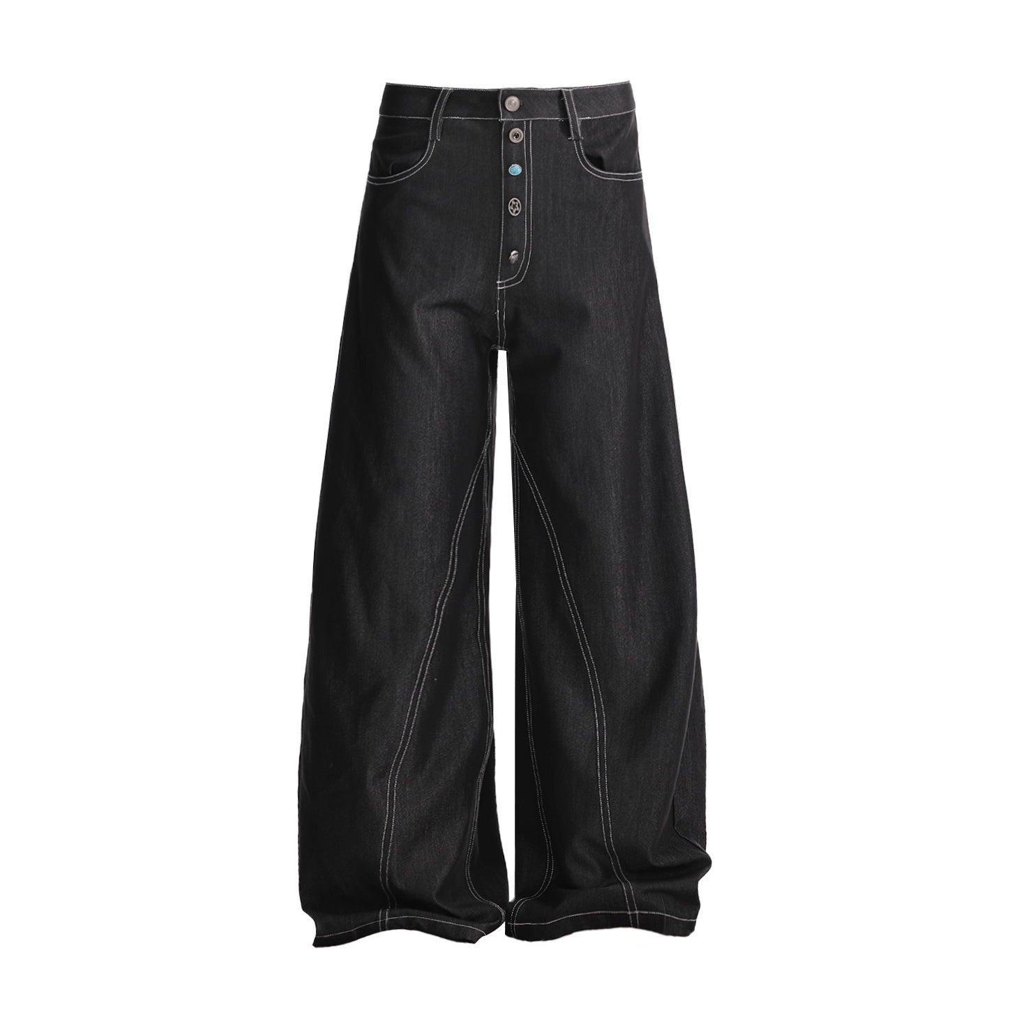 Button  Wide-leg Stitch Pants AC7130