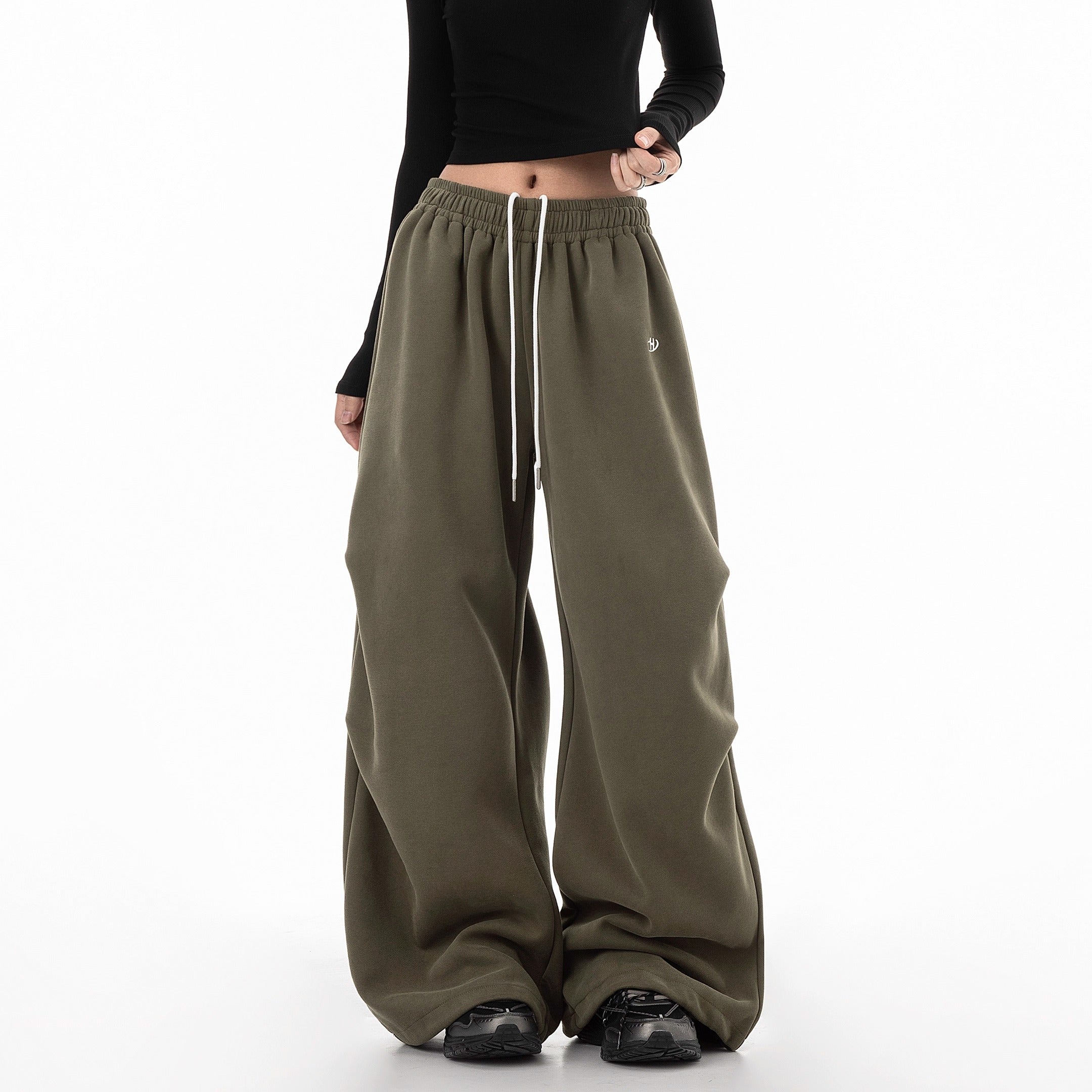 Tuck Drape Wide-leg Sweat Pants IC9116