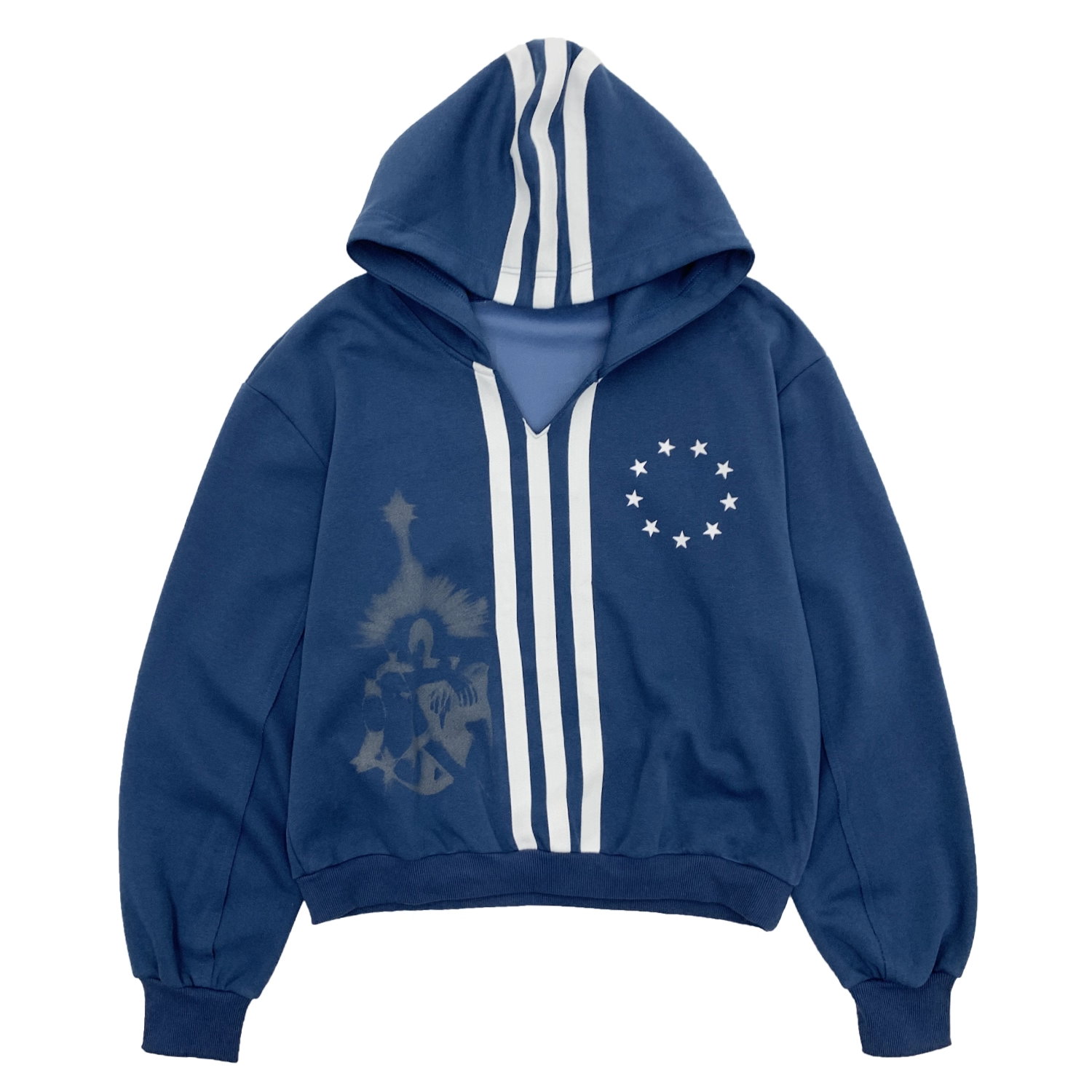 Three Bars Short V-neck Hoodie MN9031