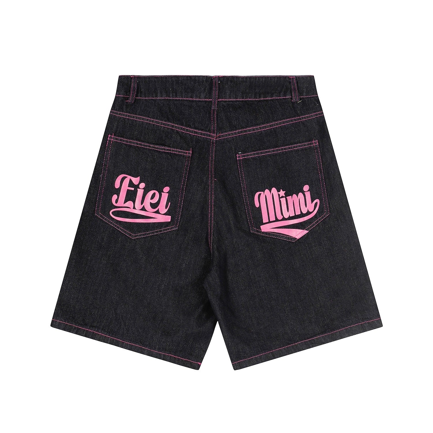 Back Print Loose Denim Half Pants MN9003