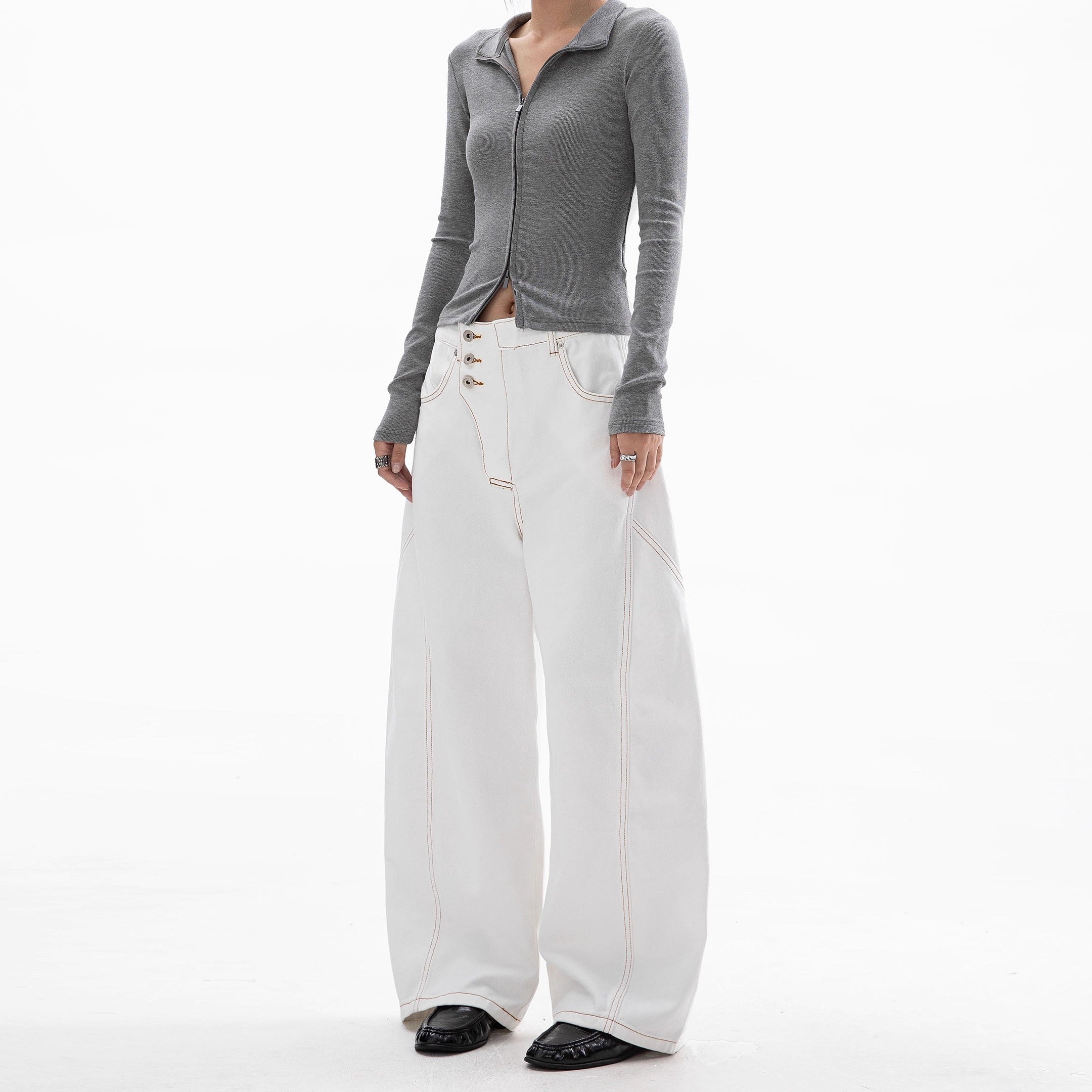 Design Stitch Loose Curve Pants IC9113