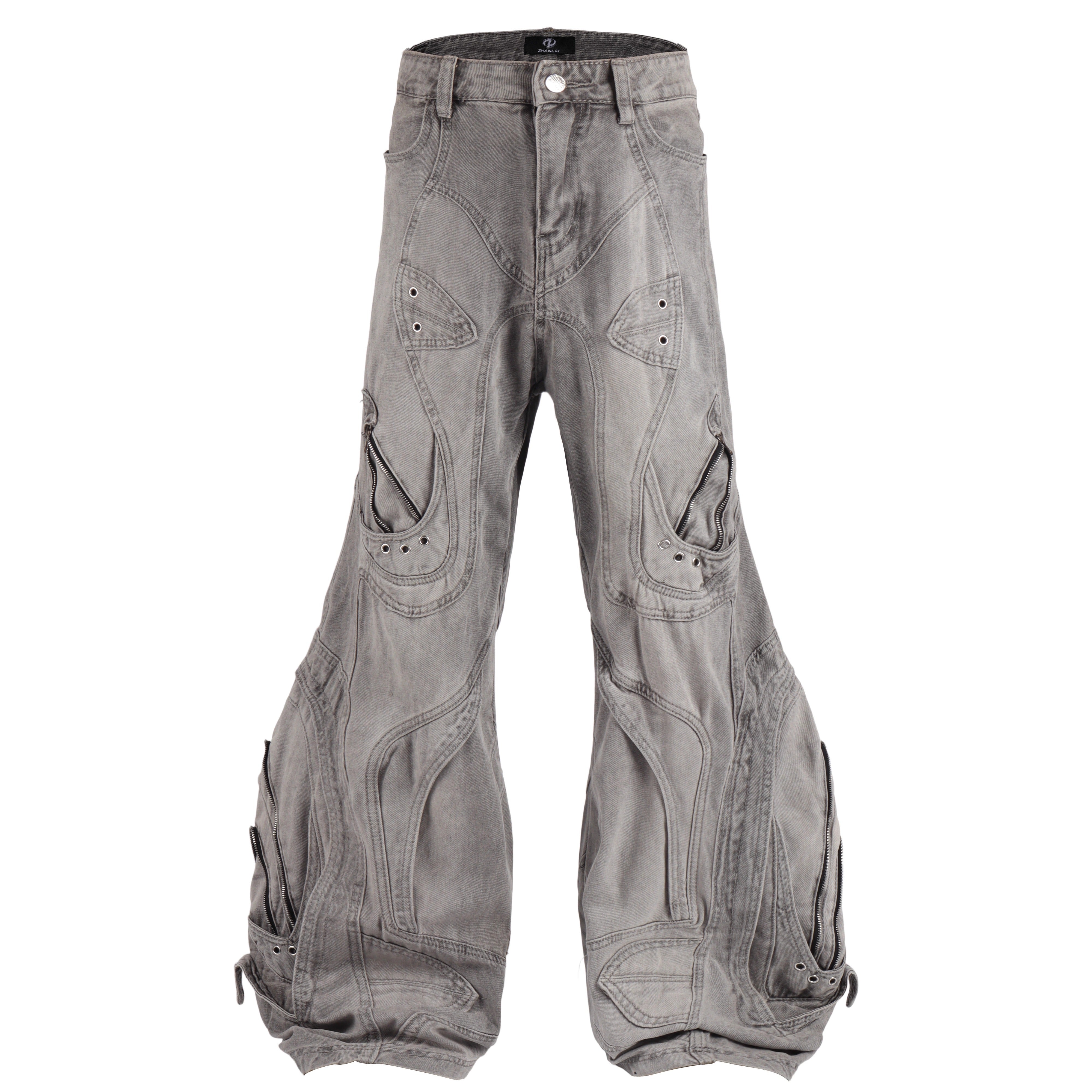 Distressed Deconstruction Wide Flared Jeans BK7021