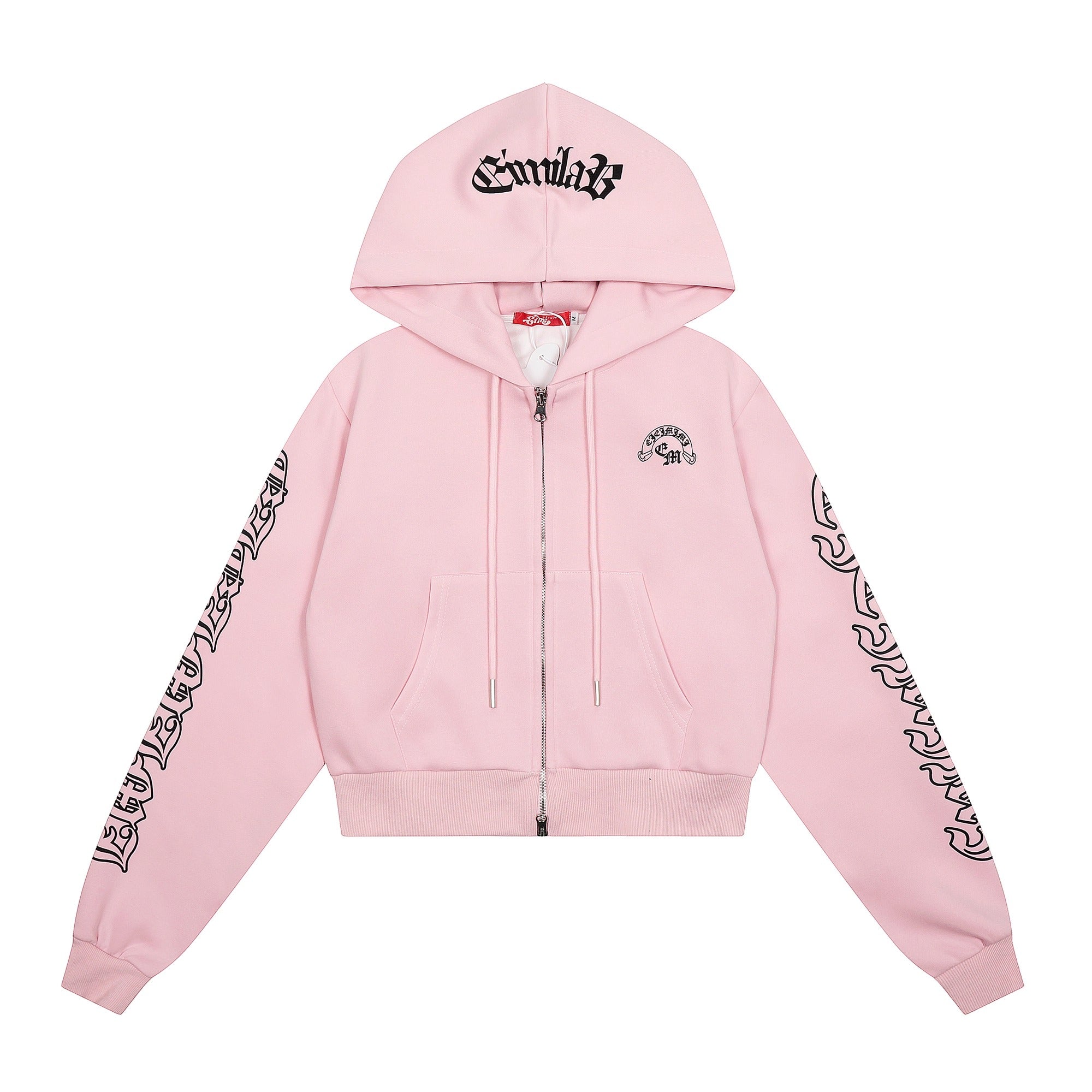 Gothic Letter Print Hooded Sweat Jacket MW10287