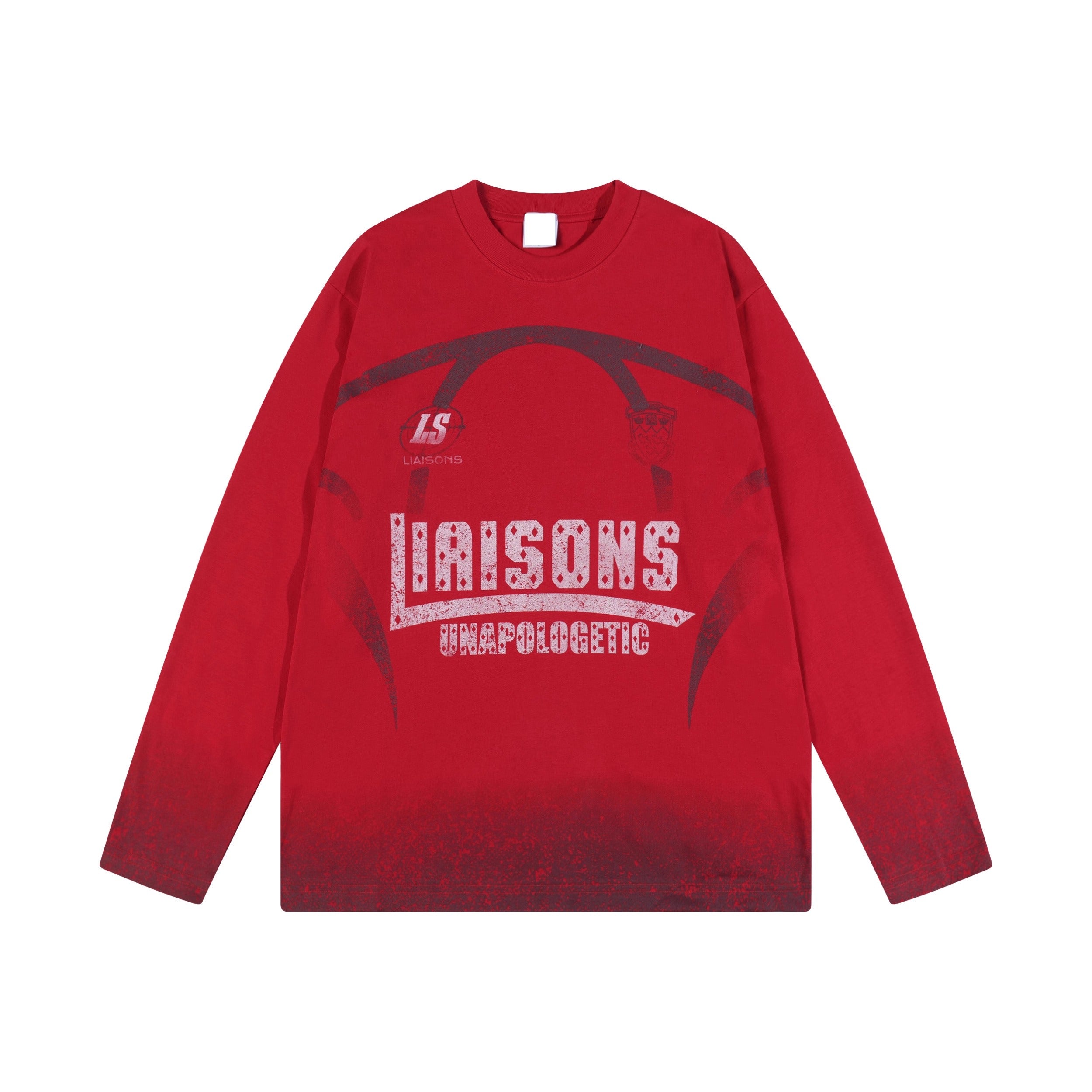 Gradient Washed Letter Print Long T-shirt MN9048