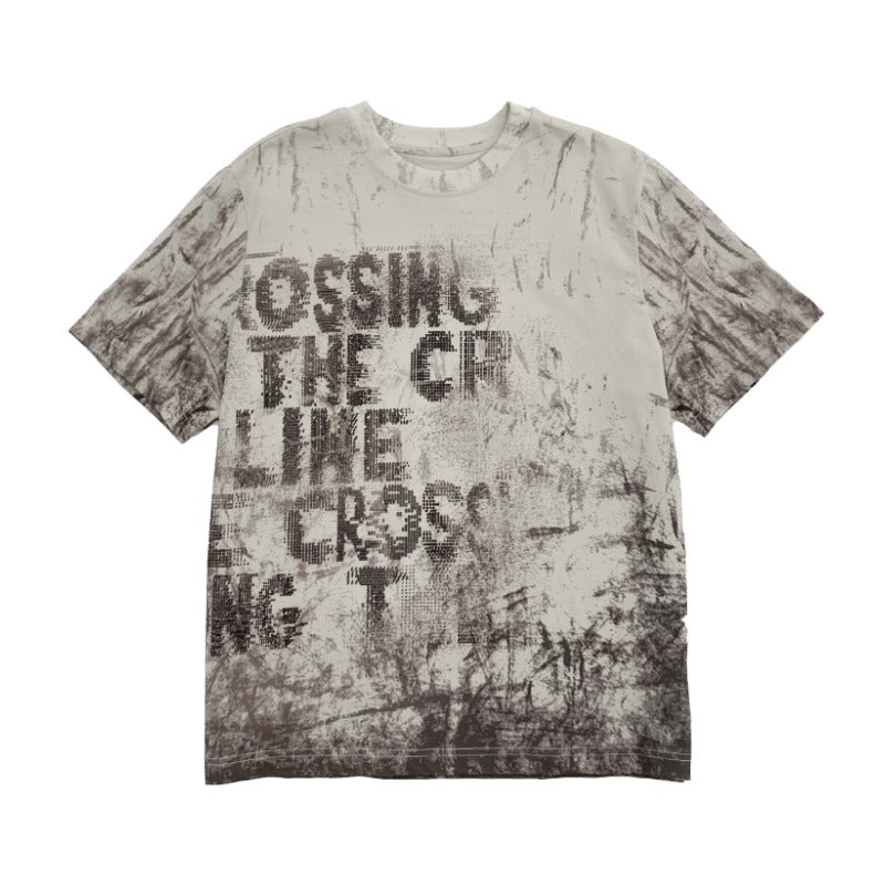 Letter Mottled Print T-shirt MN9008