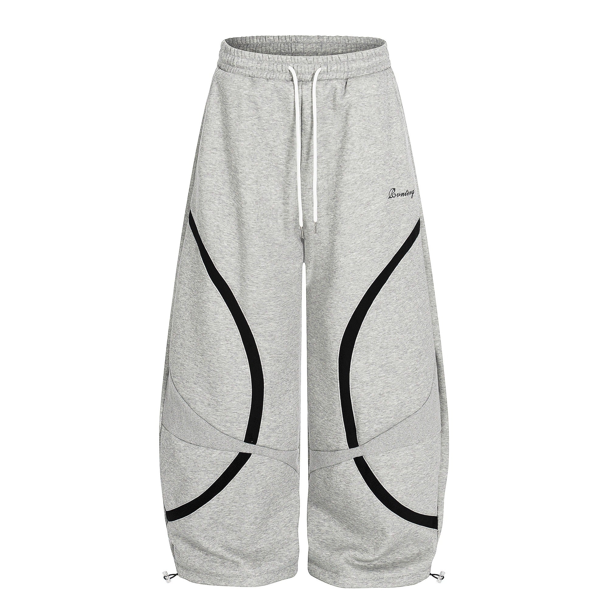 Contrast Geometry Stitching Design Curve Sweat Pants BK7059