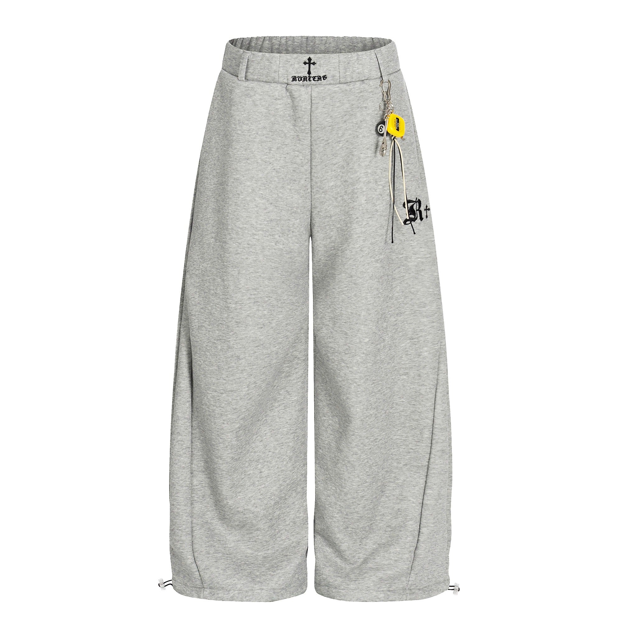 Cross Embroidery Loose Sweat Curve Pants BK7055