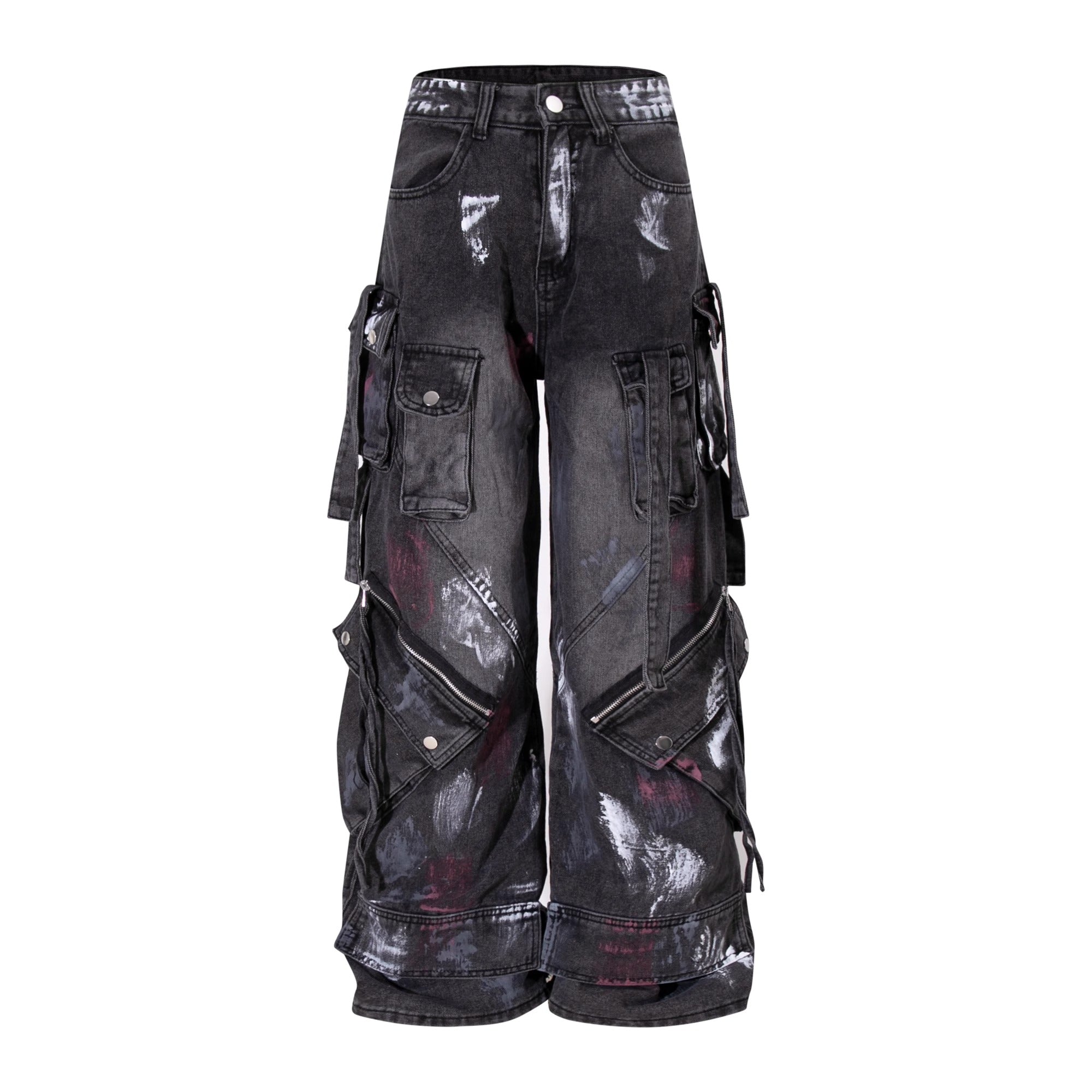 Paint Loose Multi Pocket Cargo Jeans MW10188