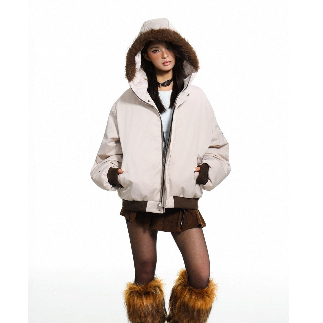 Fur Collar Hooded Padded Jacket MY33
