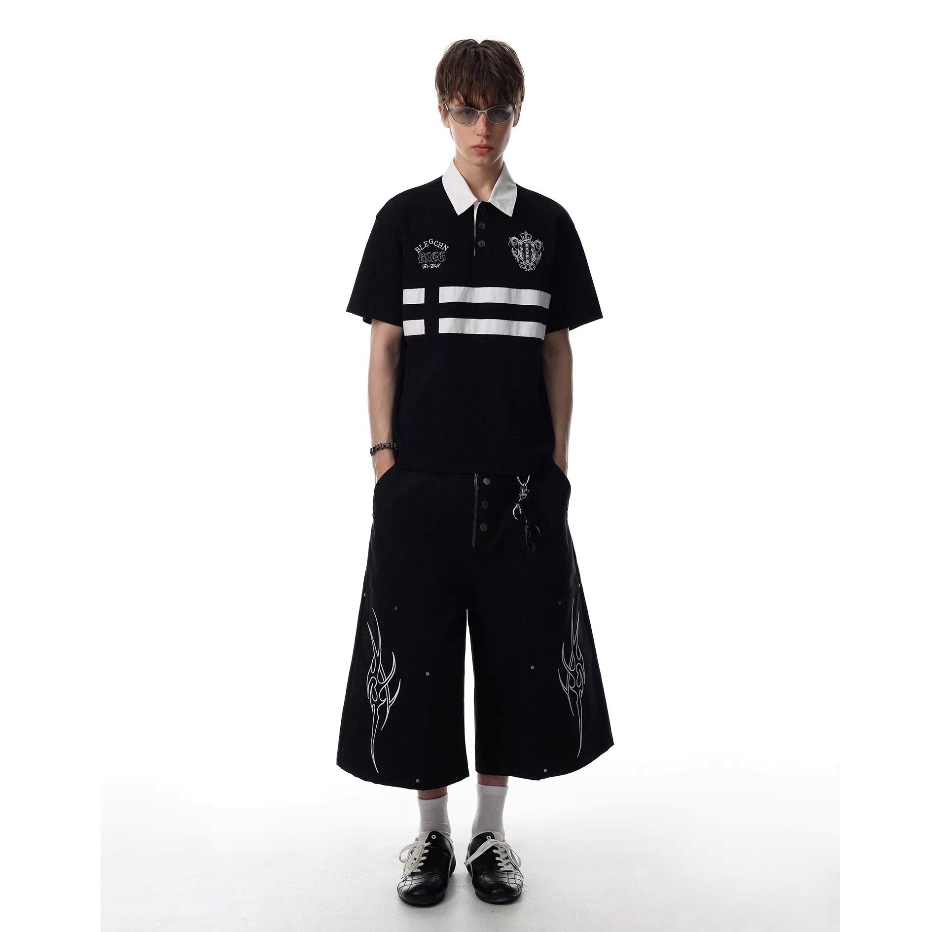 Contrasting Striped Embroidered POLO Shirt MR8034