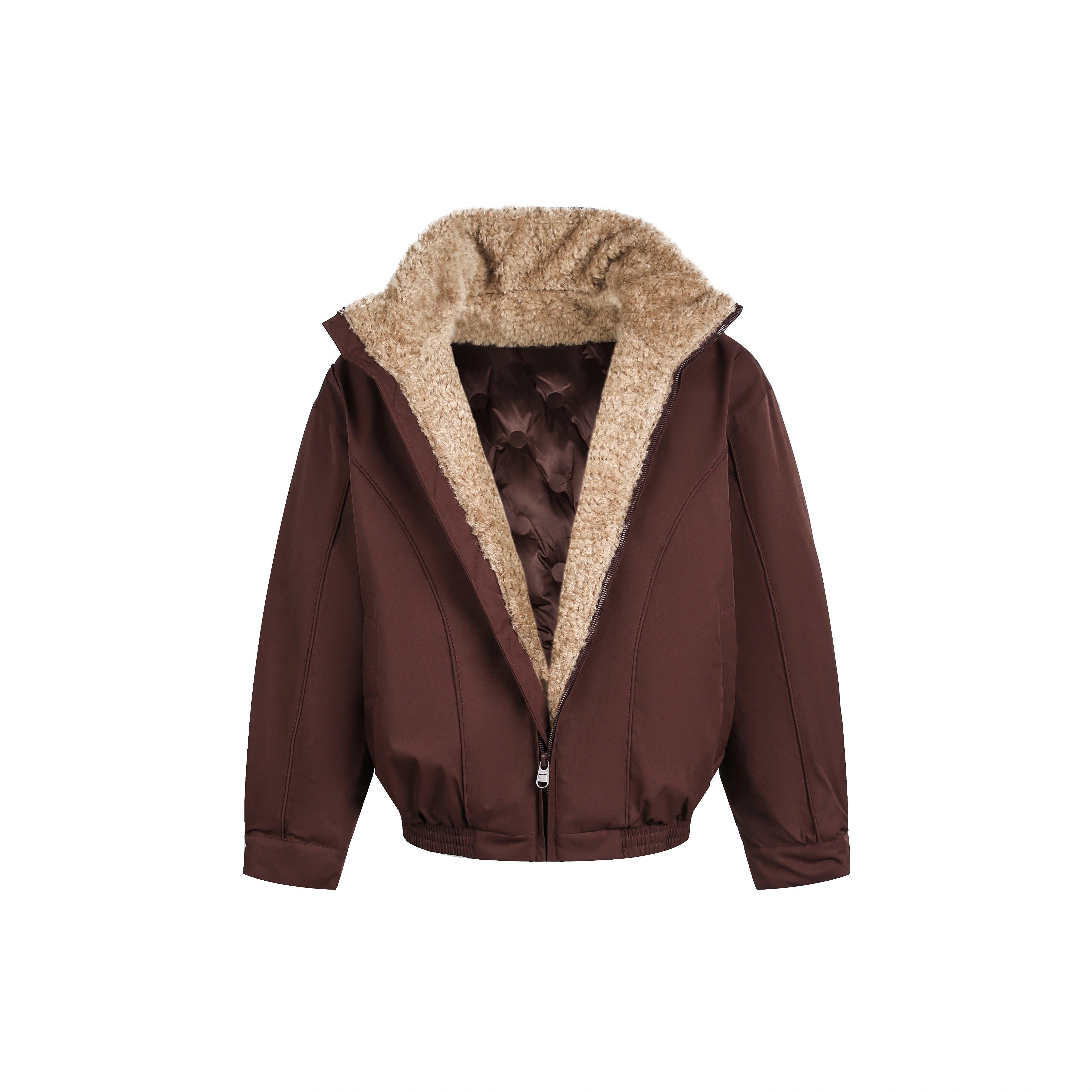 Furry Zip Simple Down Jacket EZ293