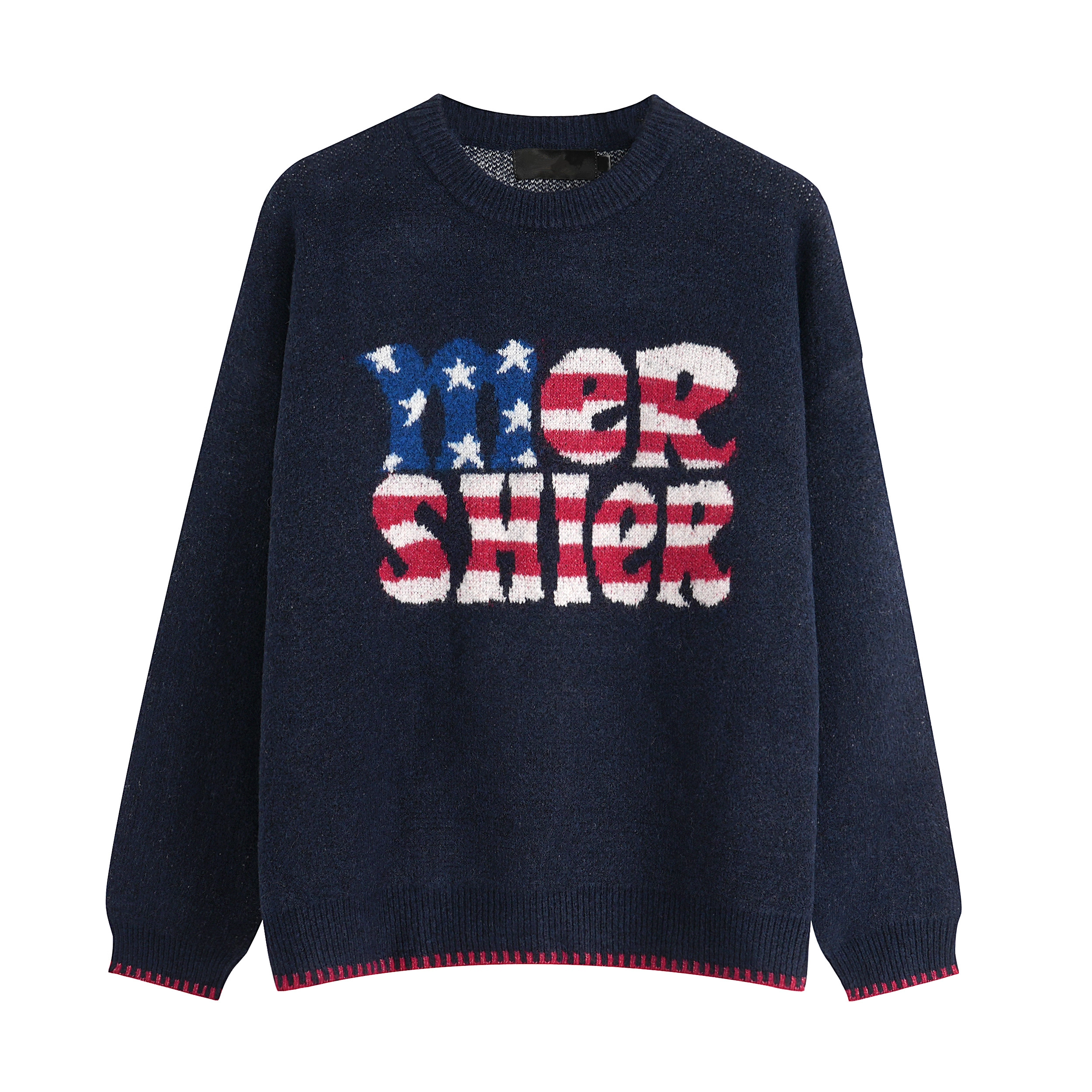 American Retro Letter Knitted Sweater MW10277