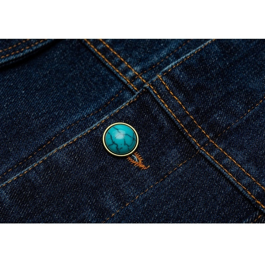 Turquoise Button Denim Jacket MY34