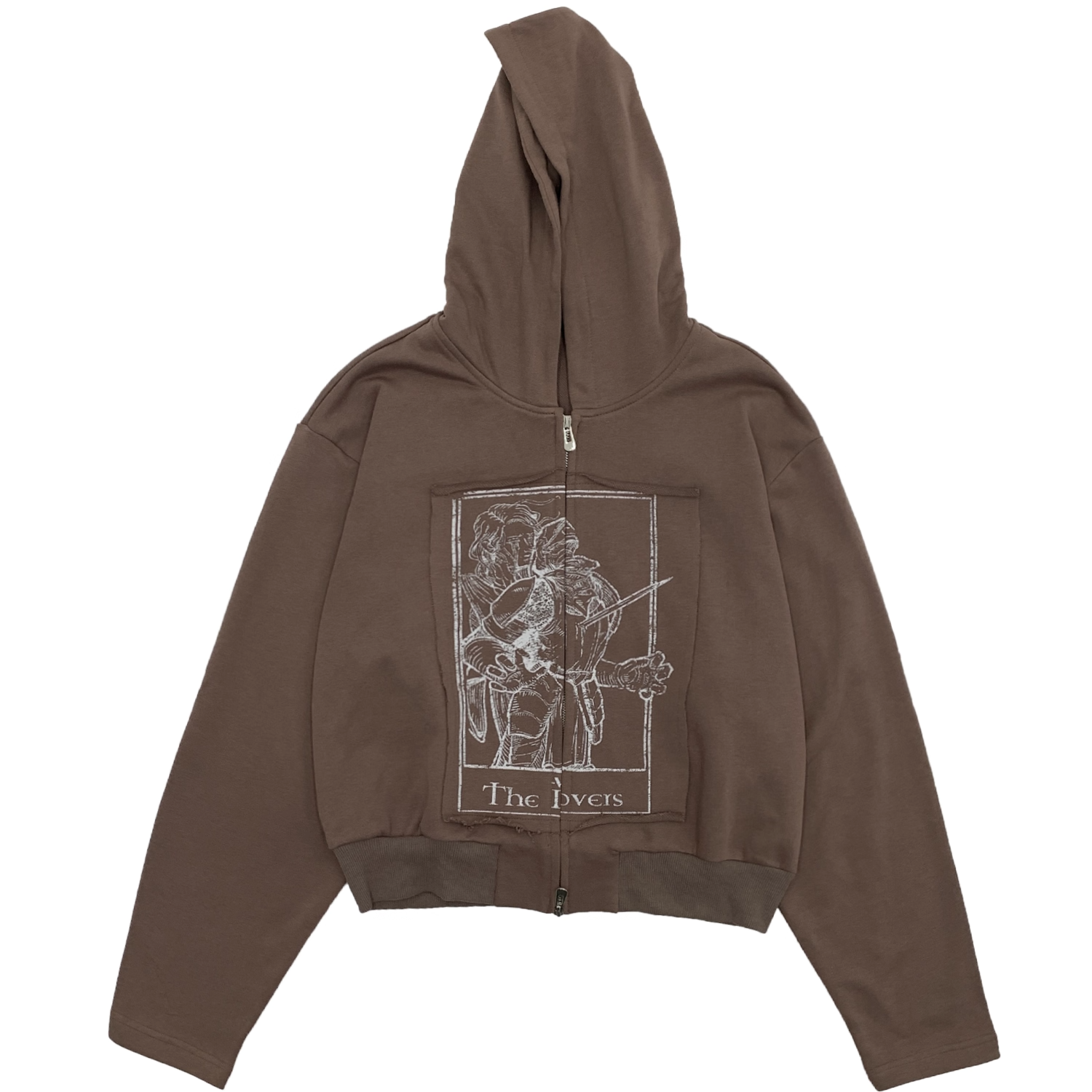 Monotone Print Double Zip Shorts Hooded Sweat MN9027
