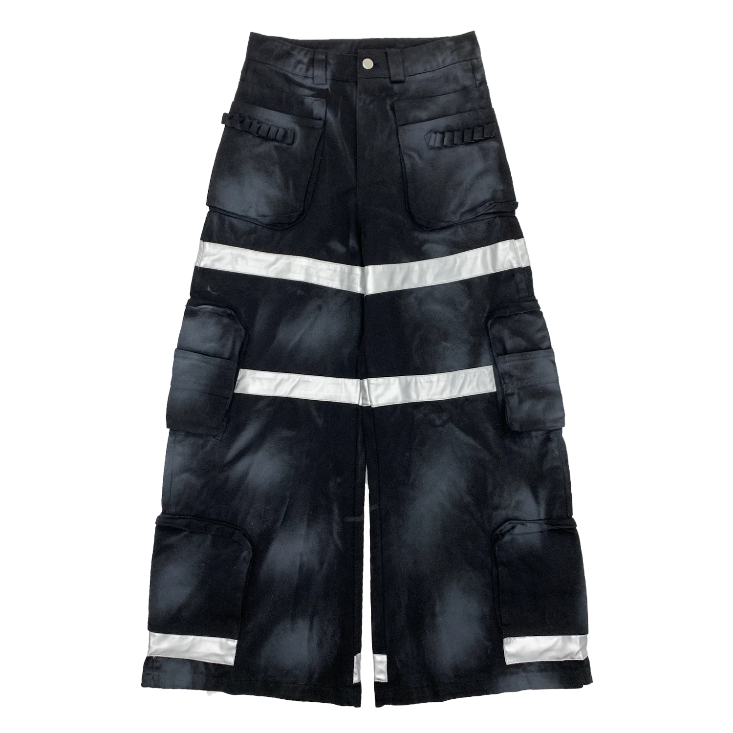 Dark Stained Dyeing Color-blocked Wide Fire Pants MN9029