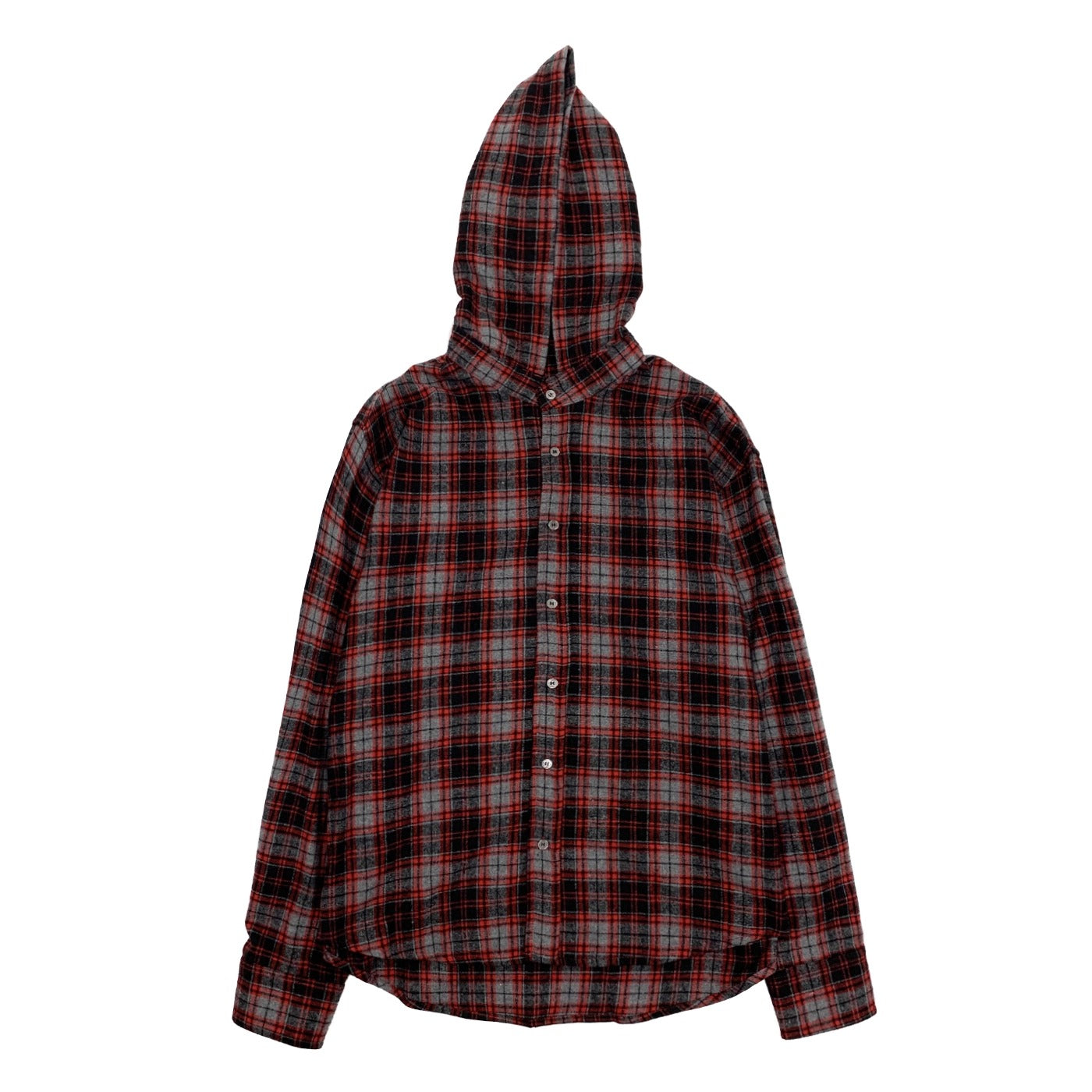 Plaid Long-sleeved Hooded Shirt MN9034