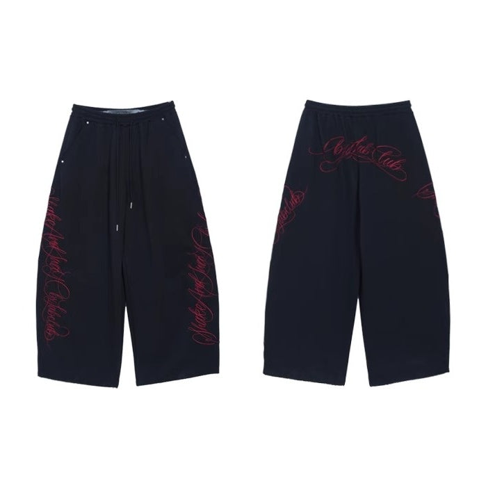 【上下別売り】Gothic Letter Embroidery Hooded Sweat Parka & Pants Set-up CB1001