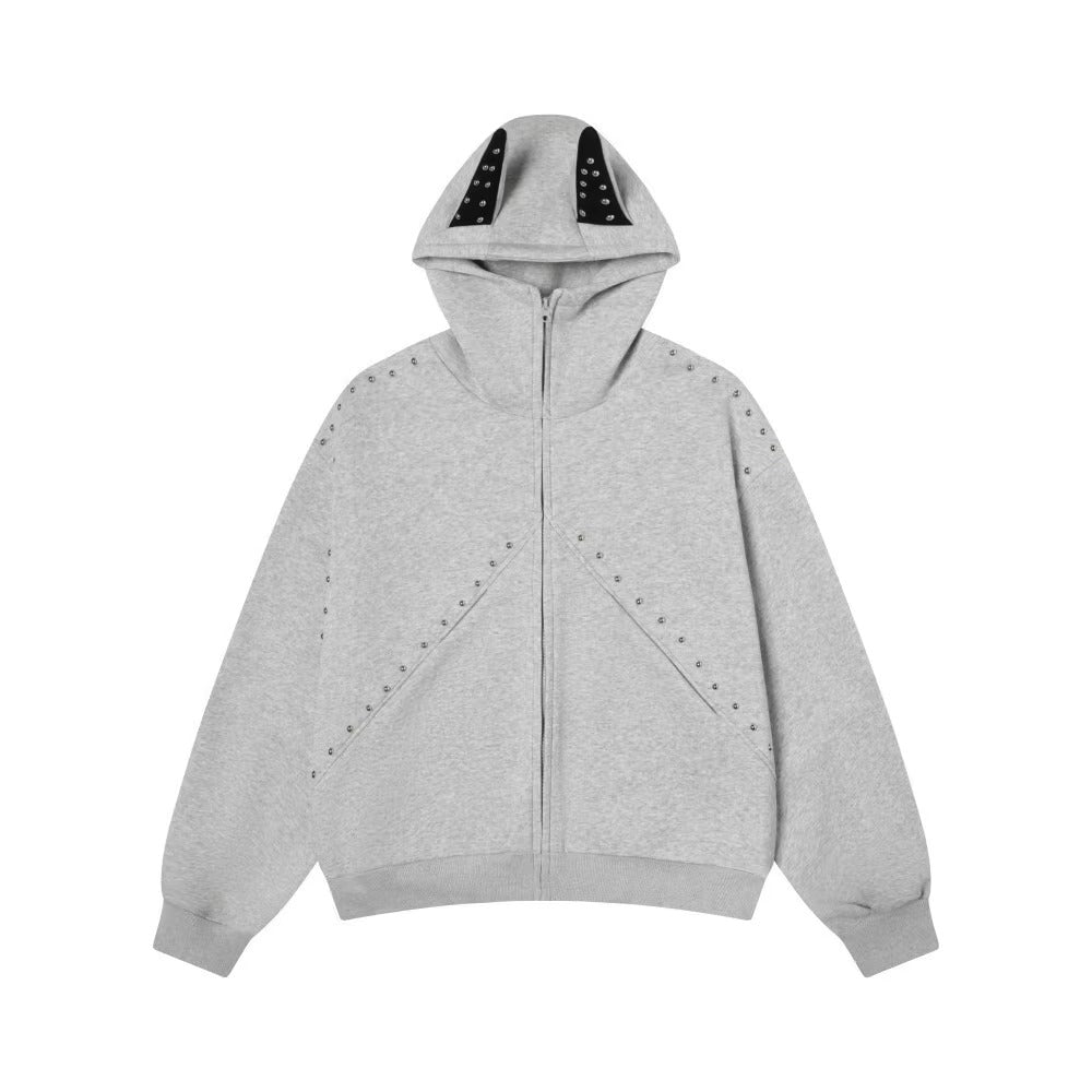 Doberman Pinscher Ears Rivet Hooded Jacket BK7024