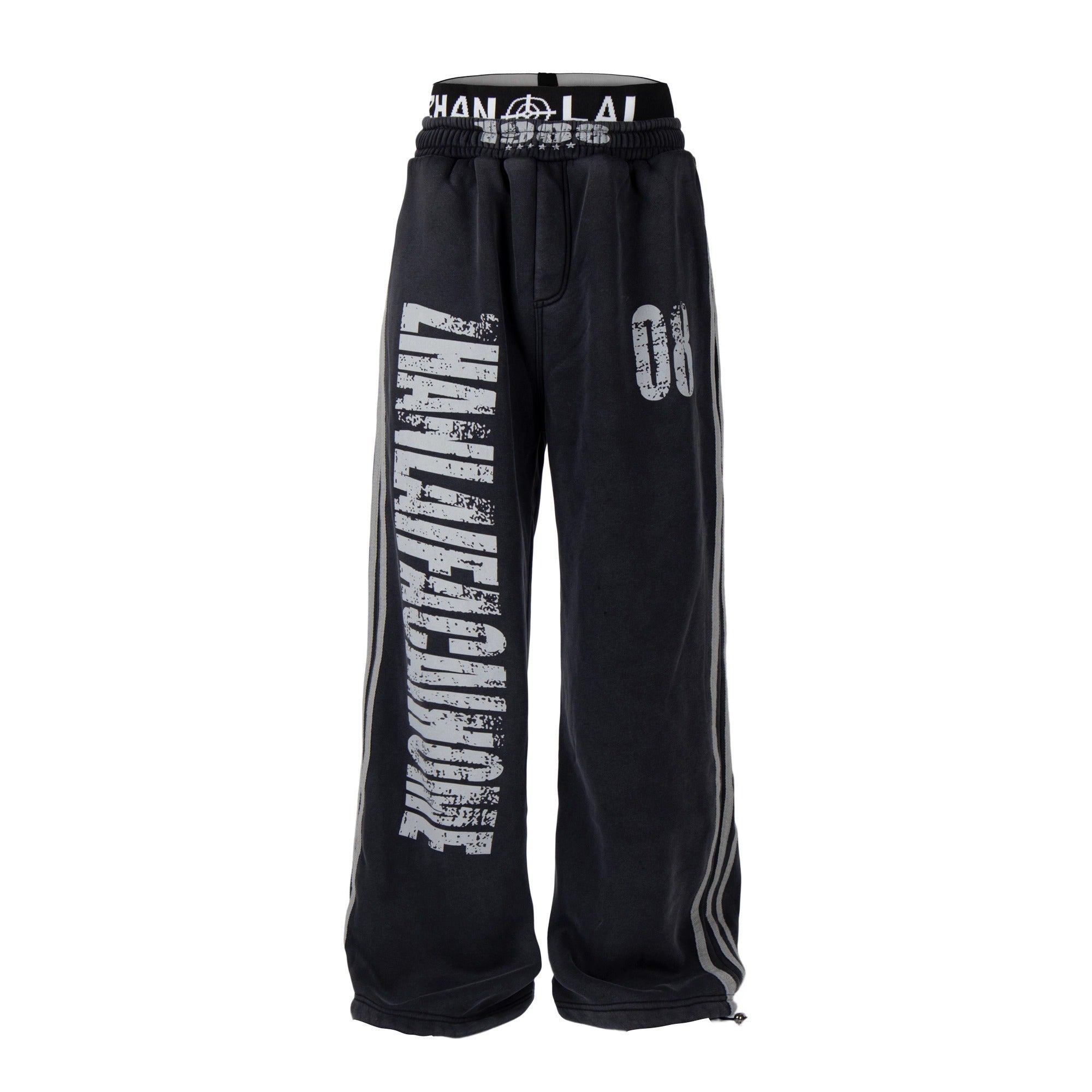 Dirty Distressed Printed Double Waist Sweat Pants BK7041