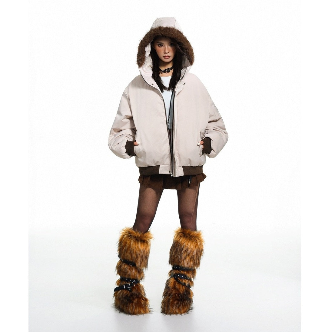 Fur Collar Hooded Padded Jacket MY33